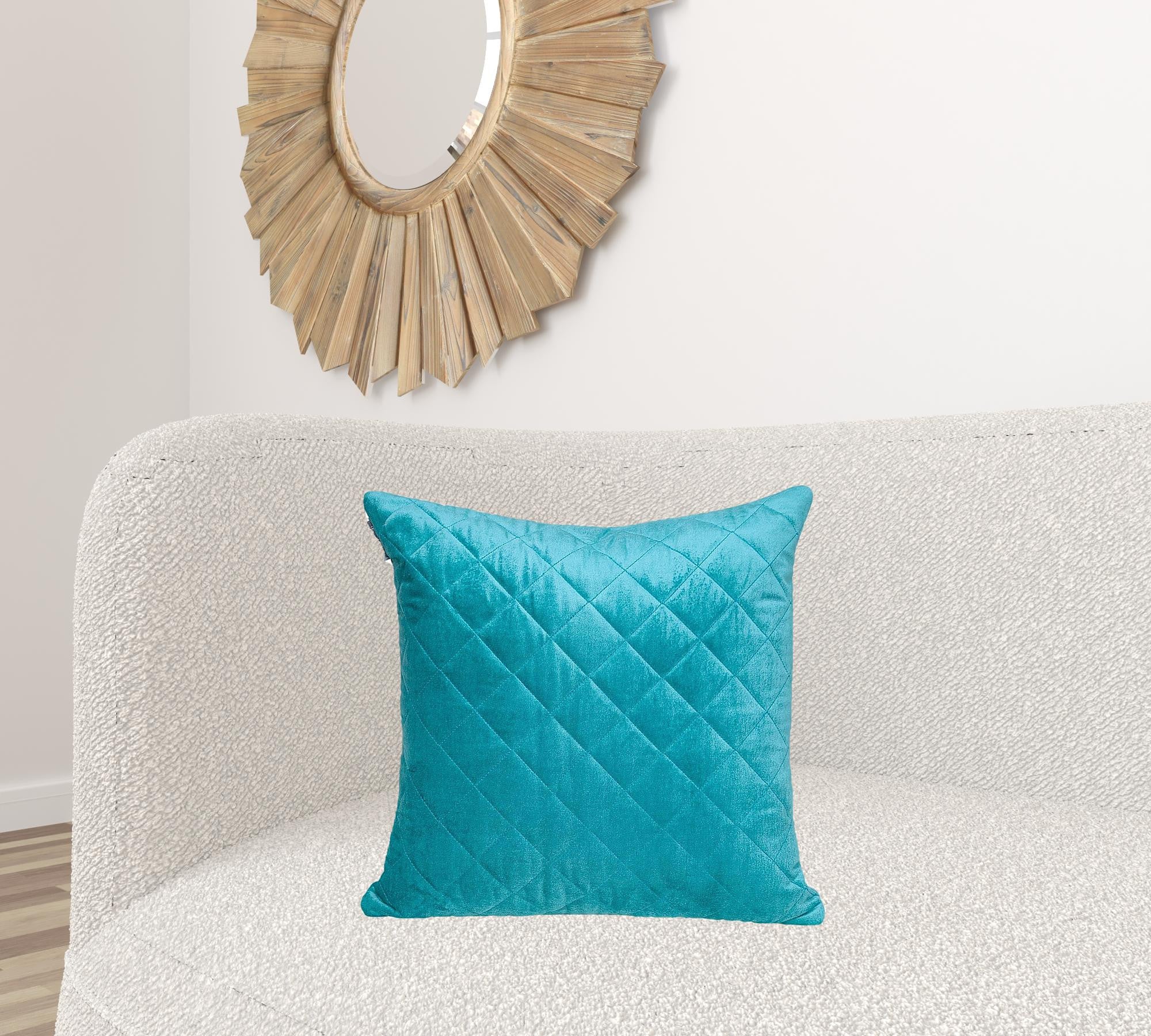 Tufted Diamond Aqua Transitional Square Pillow