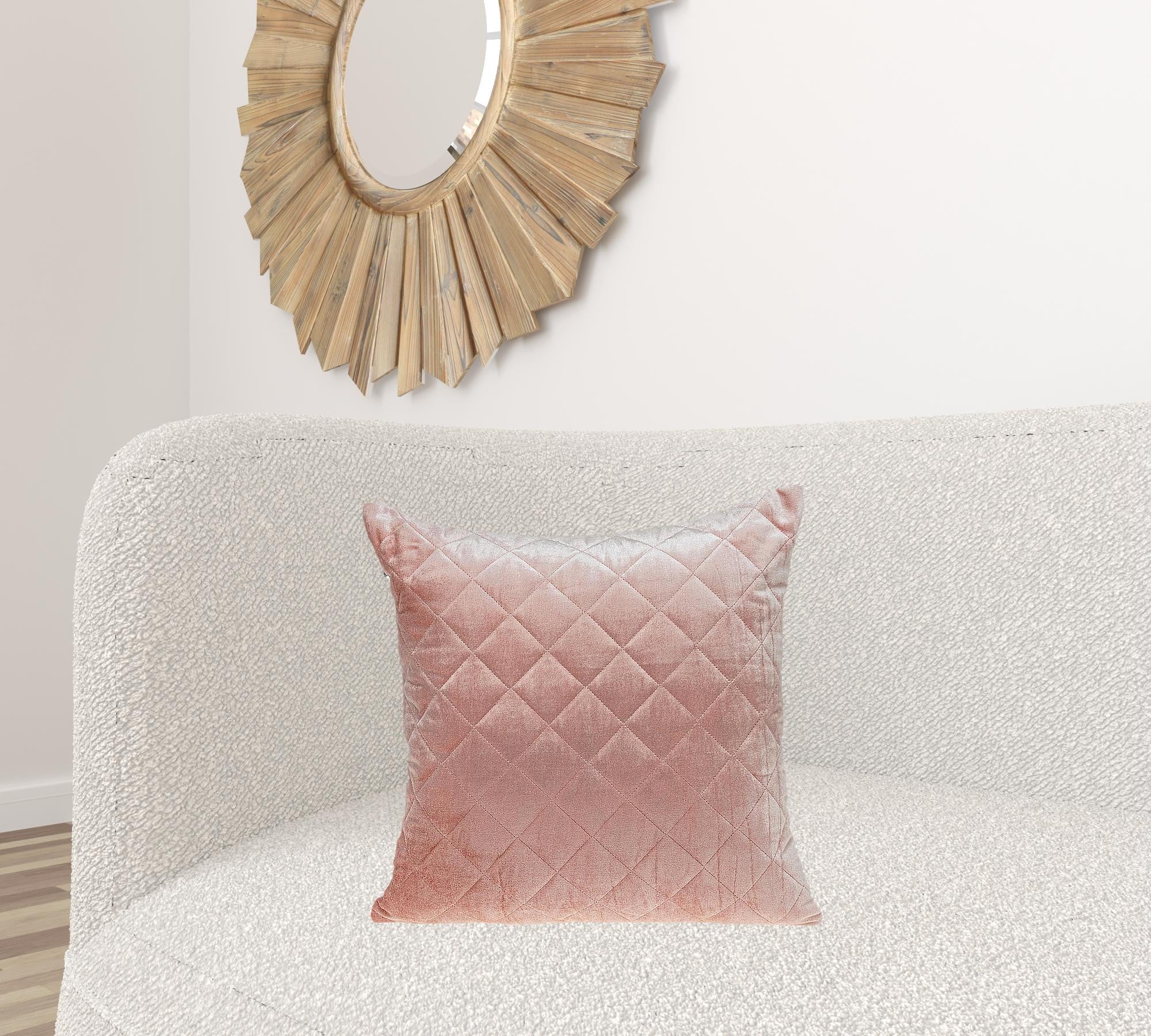 Tufted Diamond Pink Transitional Square Pillow