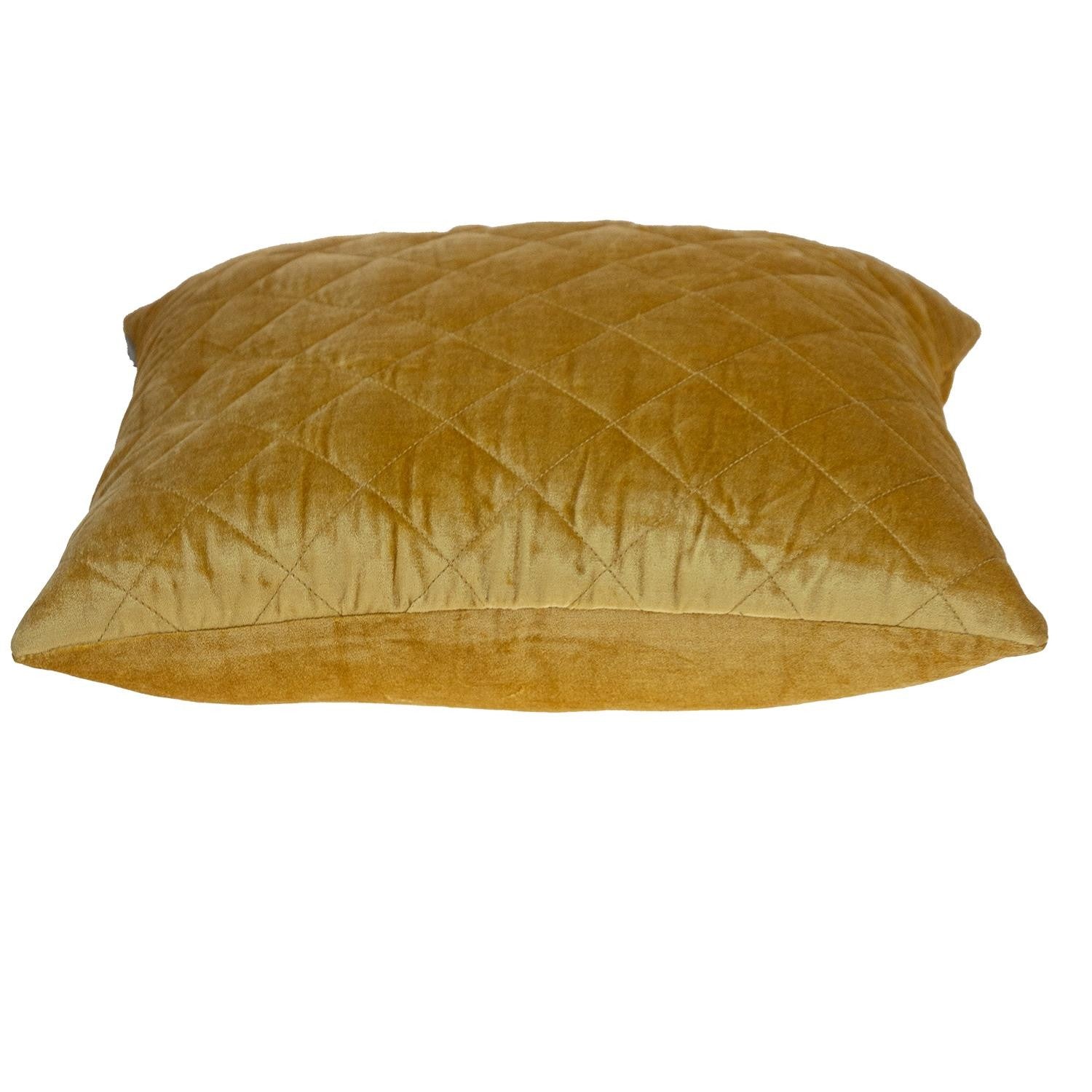 Tufted Diamond Yellow Ochre Transitional Square Pillow