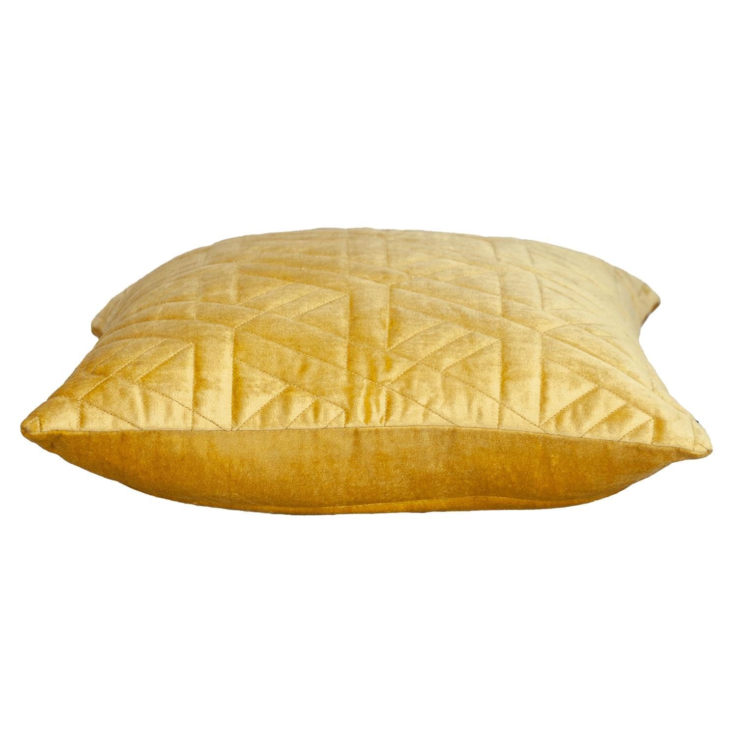 Yellow Velvet Quilted Throw Pillow