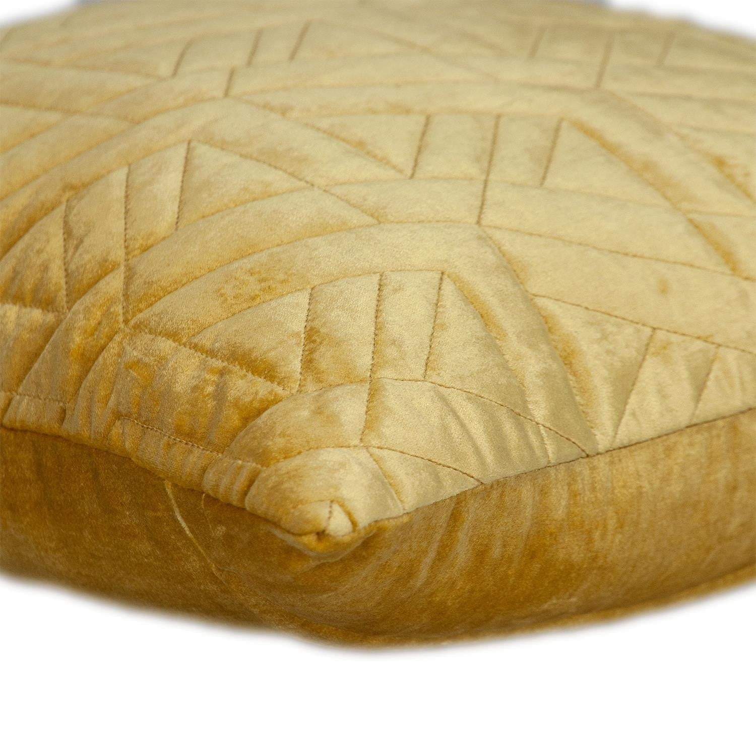 Yellow Velvet Quilted Throw Pillow