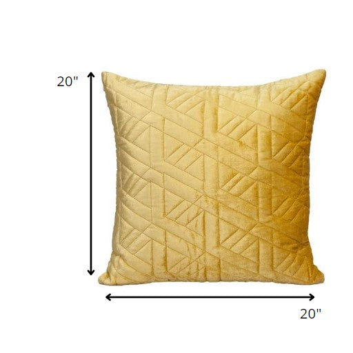 Yellow Velvet Quilted Throw Pillow