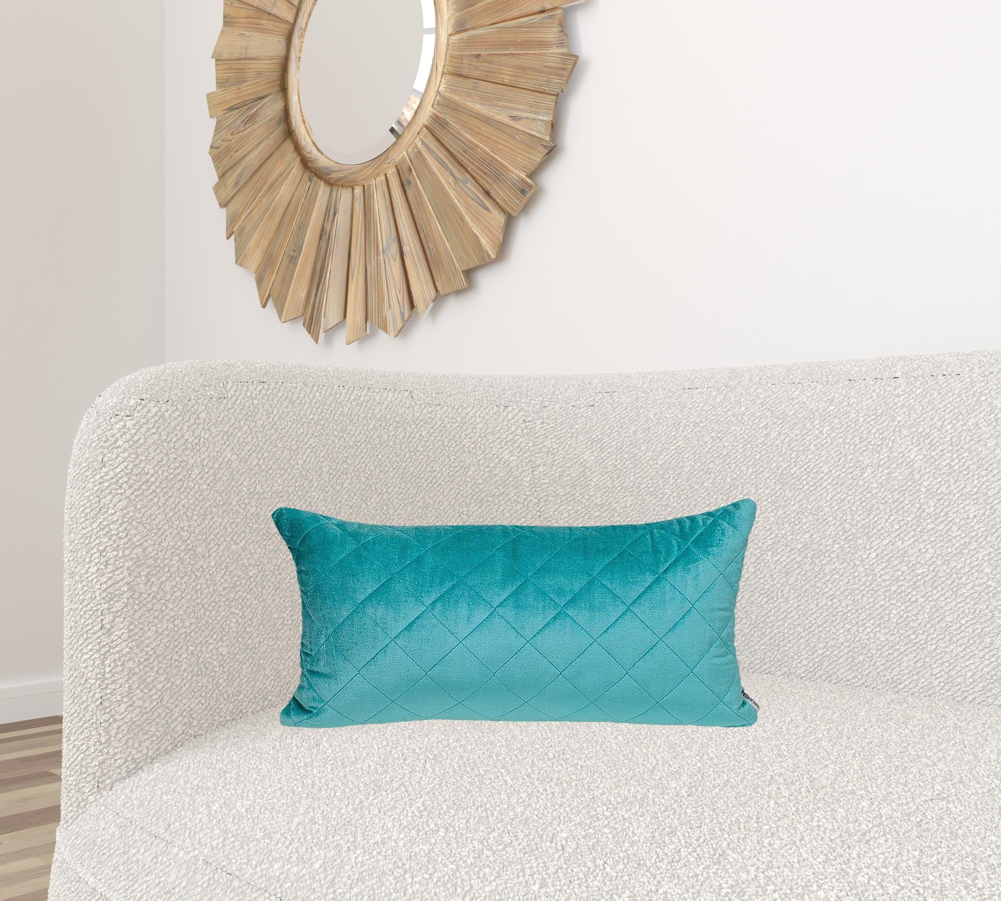 Tufted Diamond Aqua Transitional Lumbar Pillow