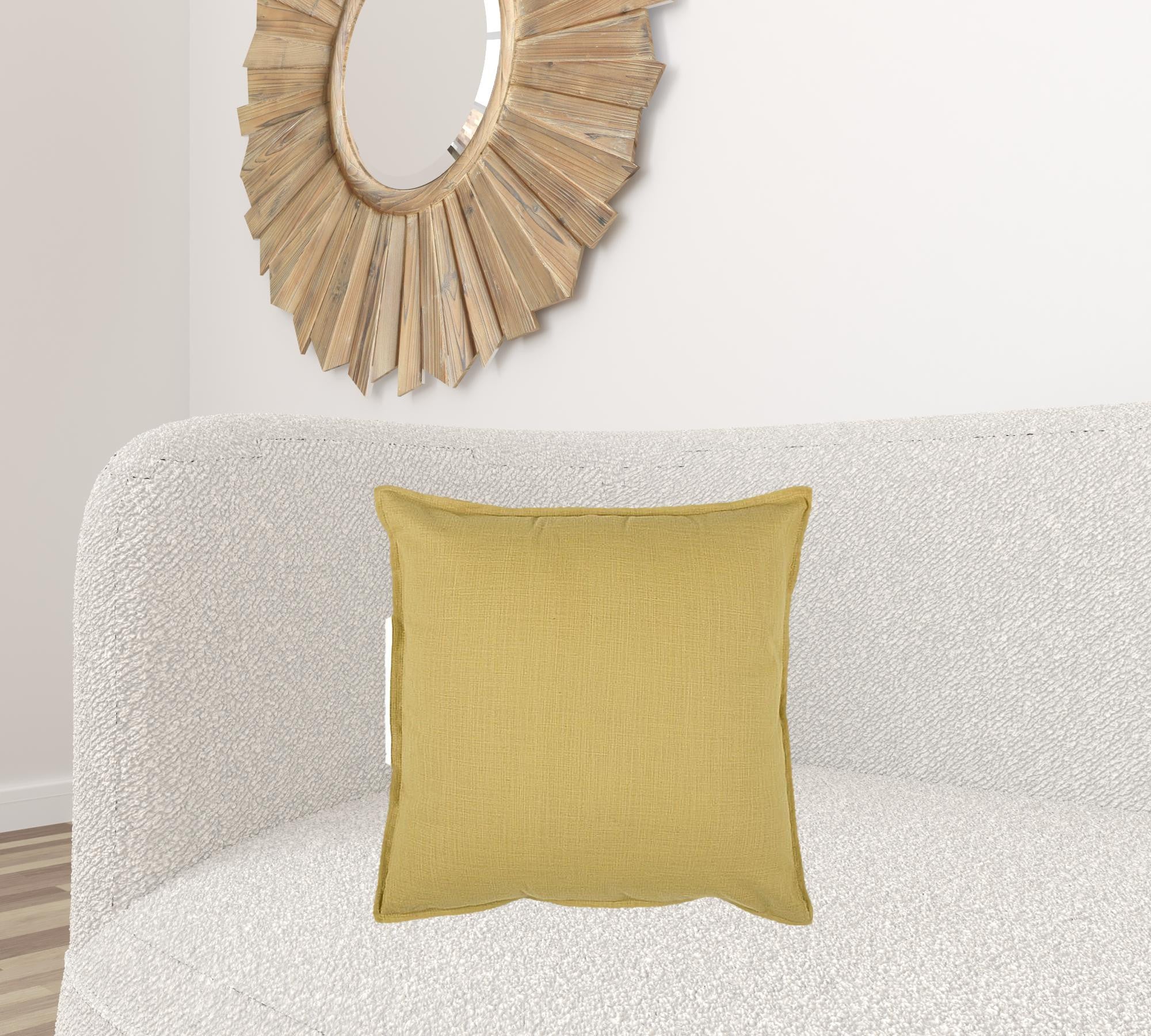 Tan Solid Color Flange Edge Throw Pillow