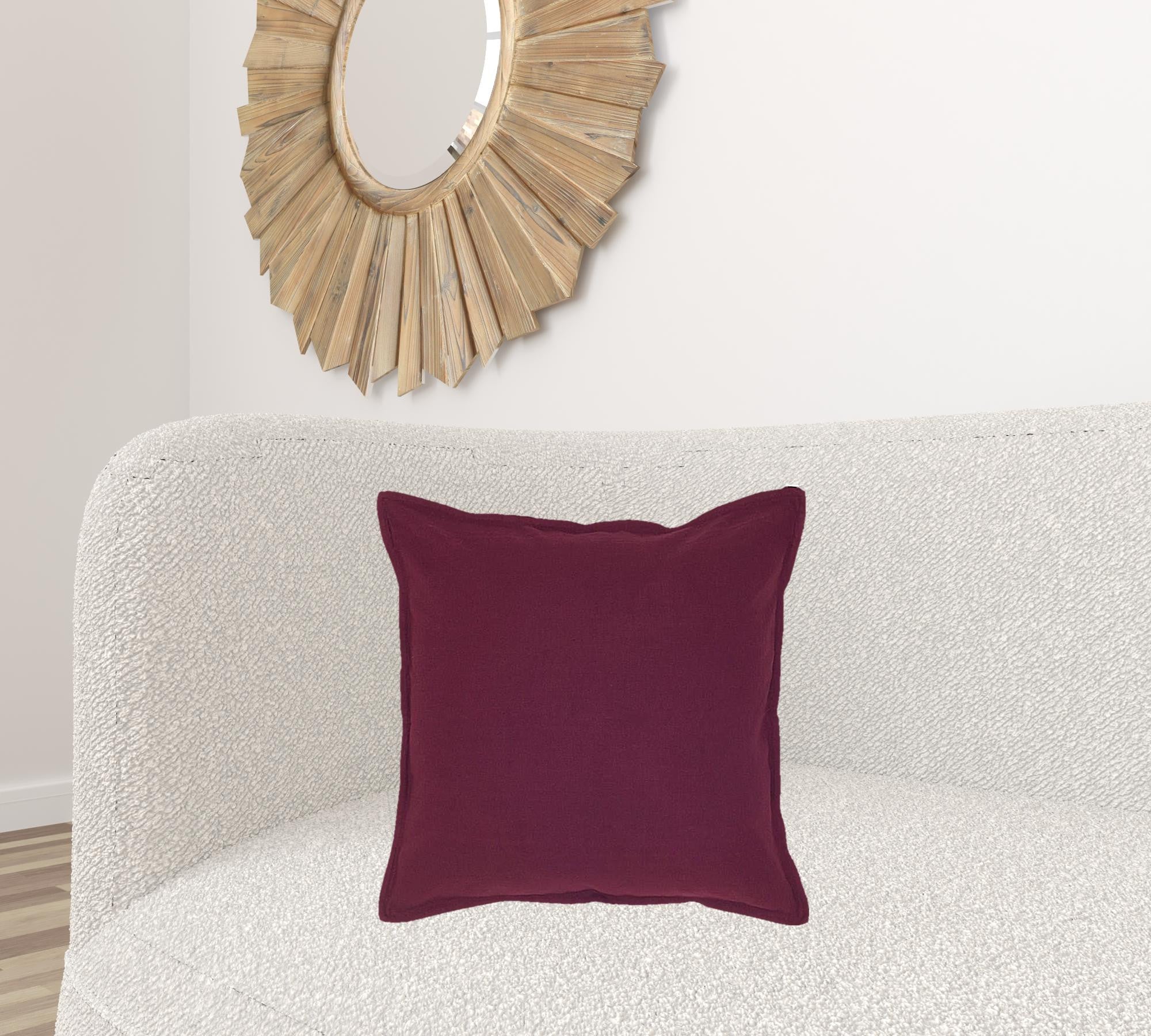 Merlot Solid Flange Edged Modern Down Throw Pillow