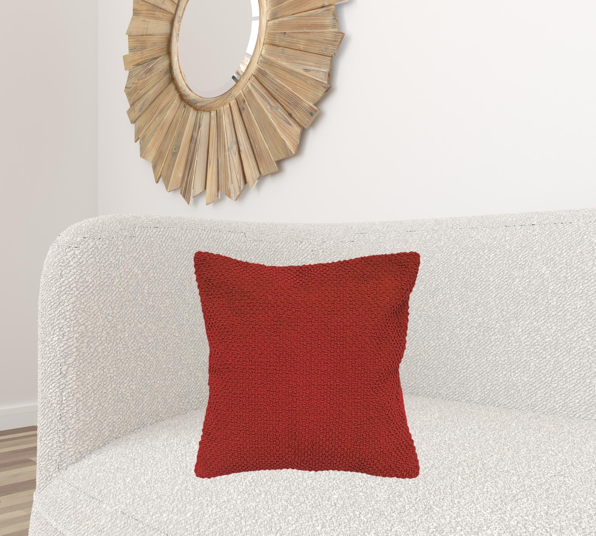 Red Nubby Textured Modern Throw Pillow