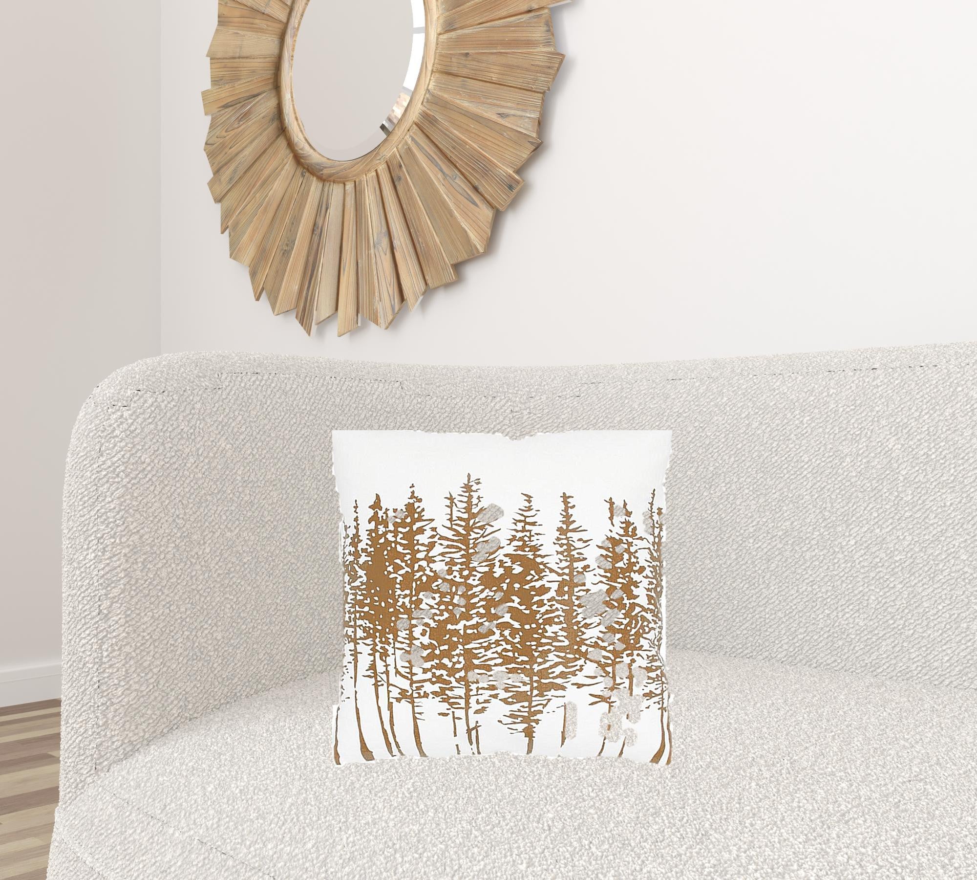 Brown Ivory Grove of Trees Down Throw Pillow