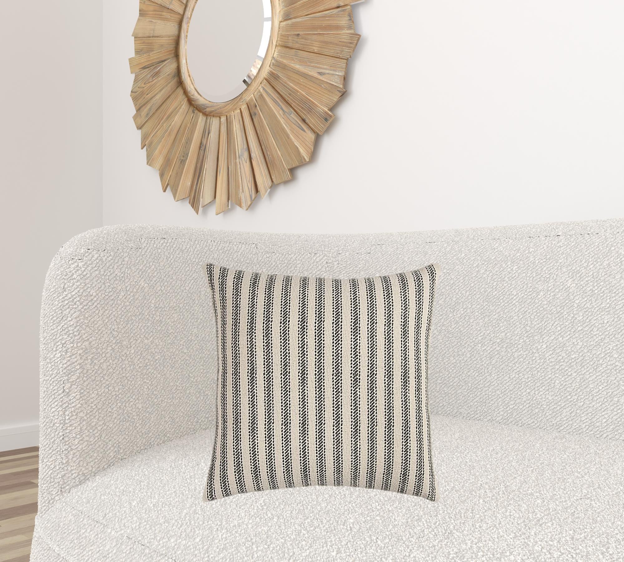 Gray Natural Ticking Stripe Throw Pillow