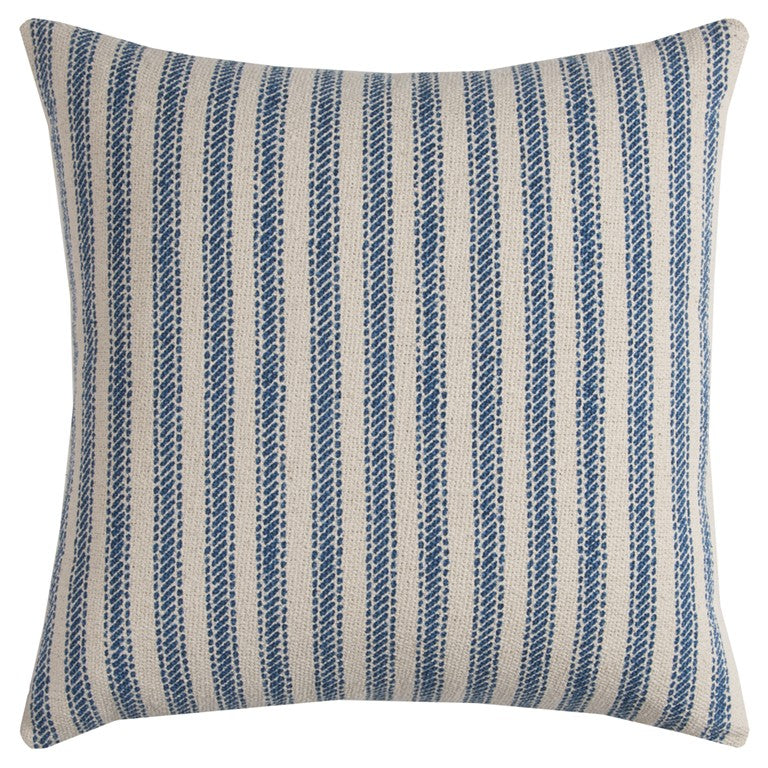 Blue Natural Ticking Stripe Throw Pillow