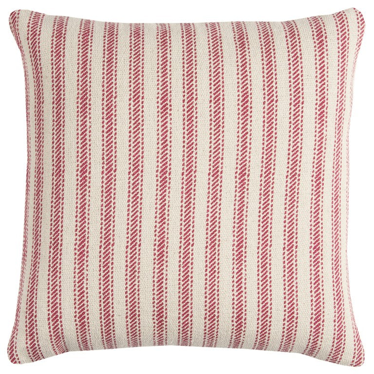 Red Natural Ticking Stripe Throw Pillow