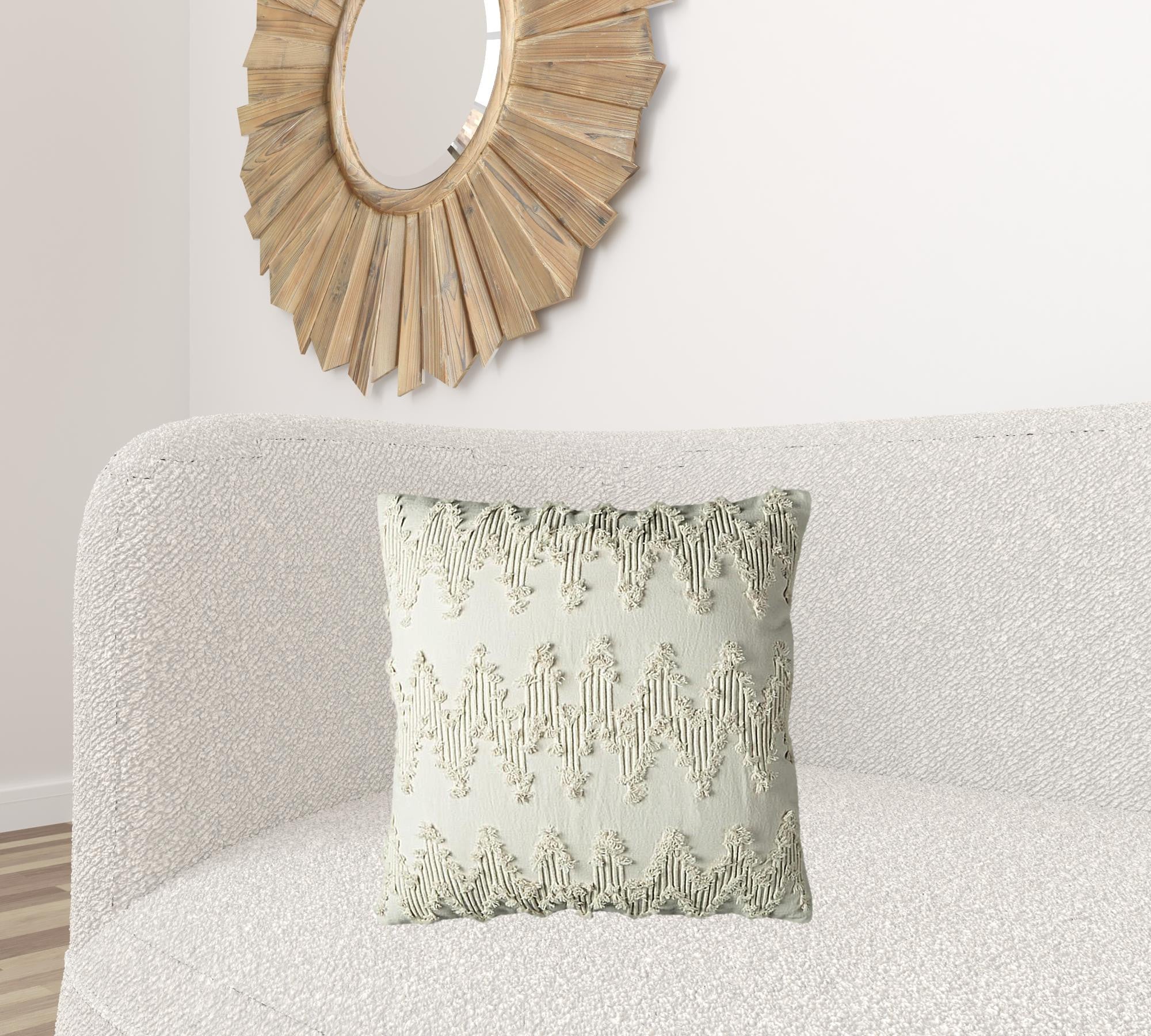 White Shaggy Chevron Throw Pillow