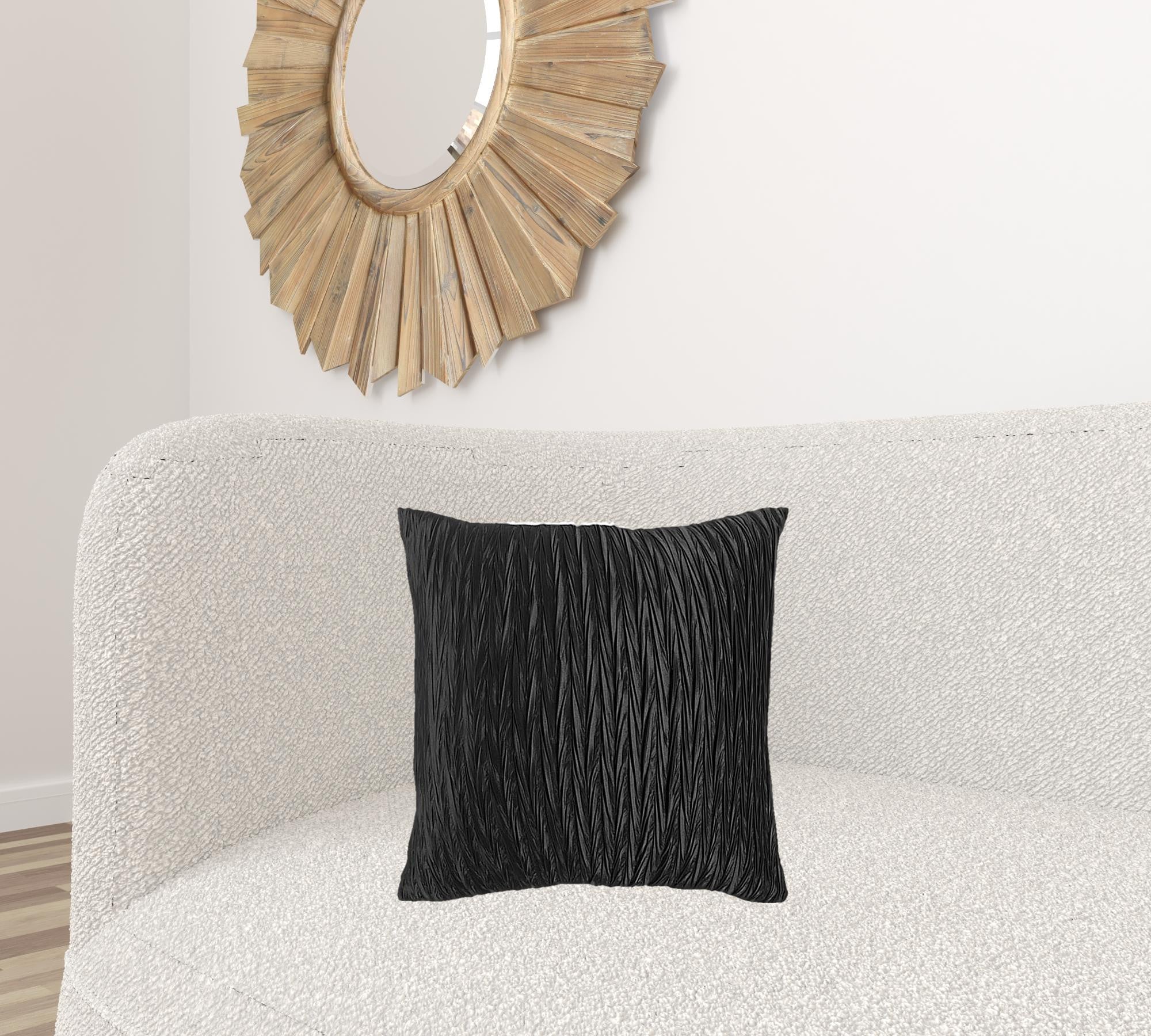 Black Crinkle Pattern Throw Pillow