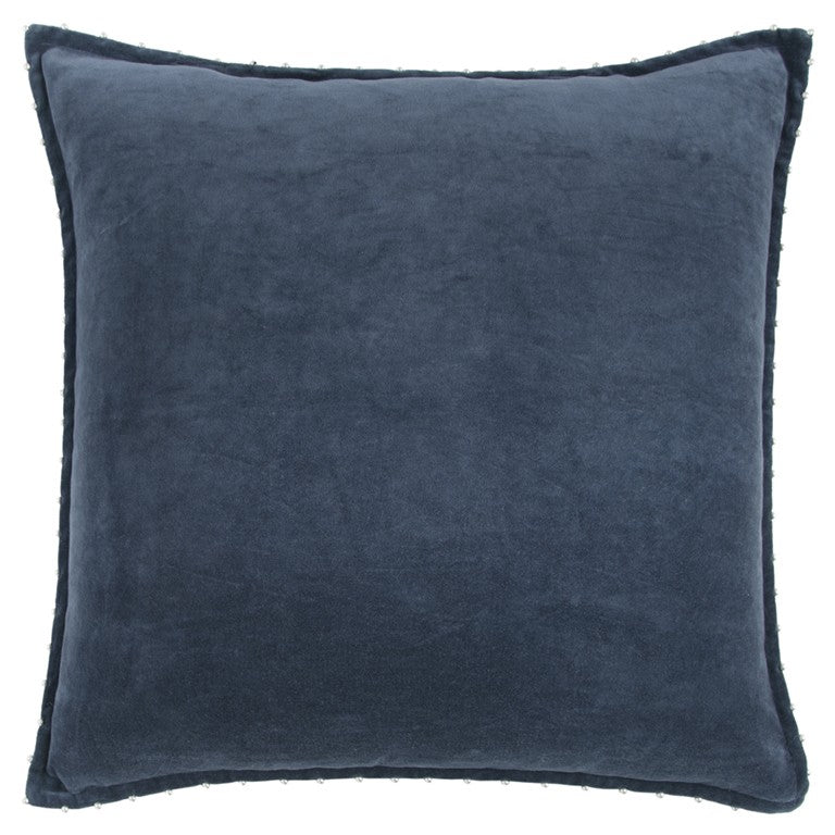 Indigo Solid Pearl Beaded Edge Throw Pillow