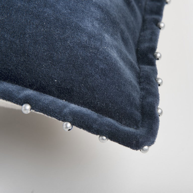 Indigo Solid Pearl Beaded Edge Throw Pillow