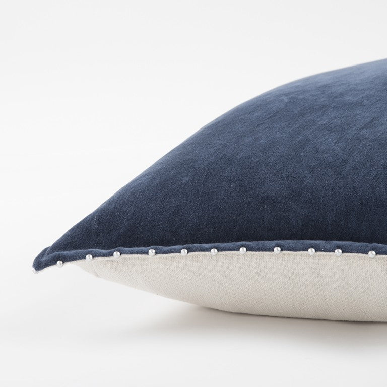 Indigo Solid Pearl Beaded Edge Throw Pillow