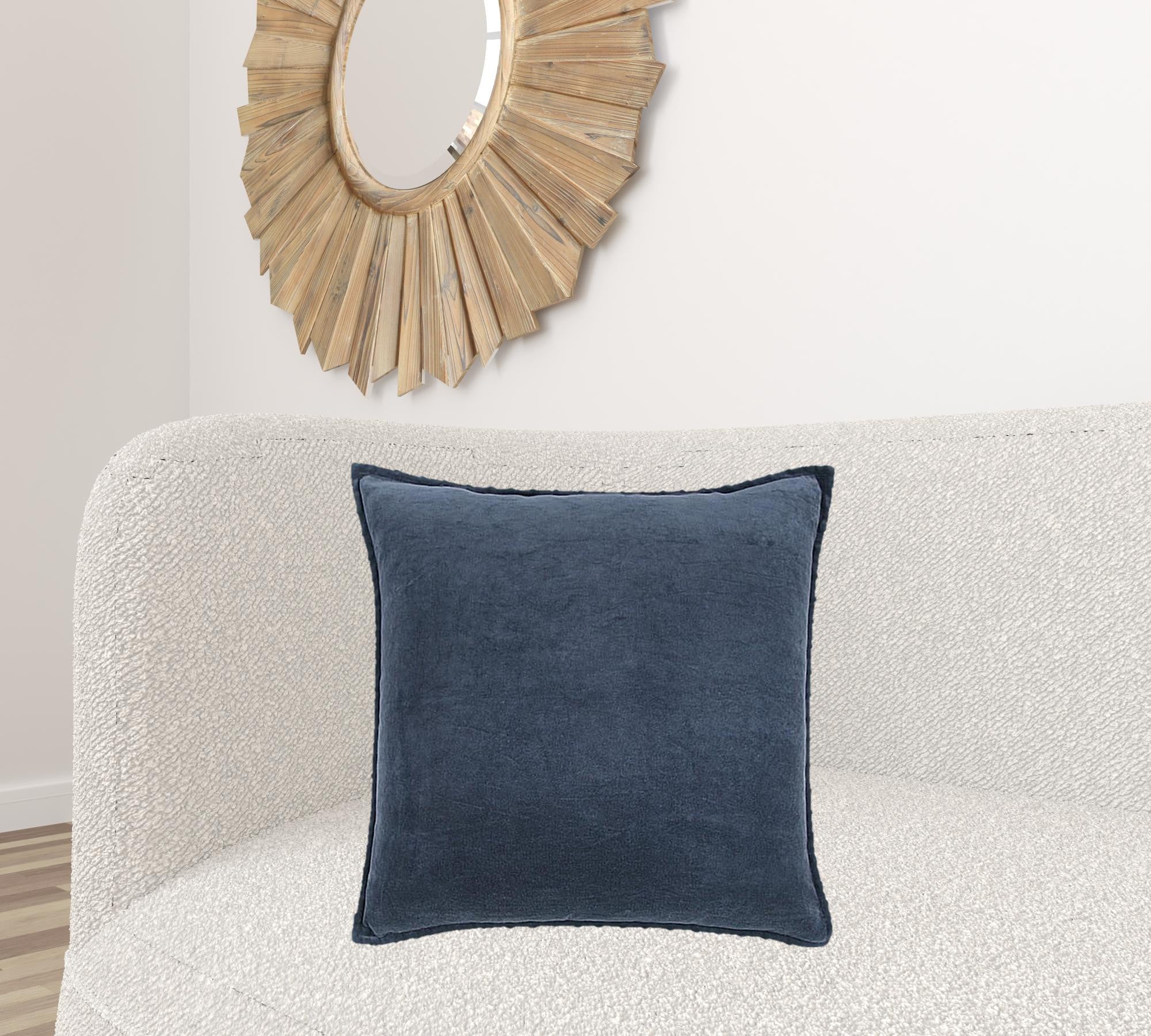 Indigo Solid Pearl Beaded Edge Throw Pillow