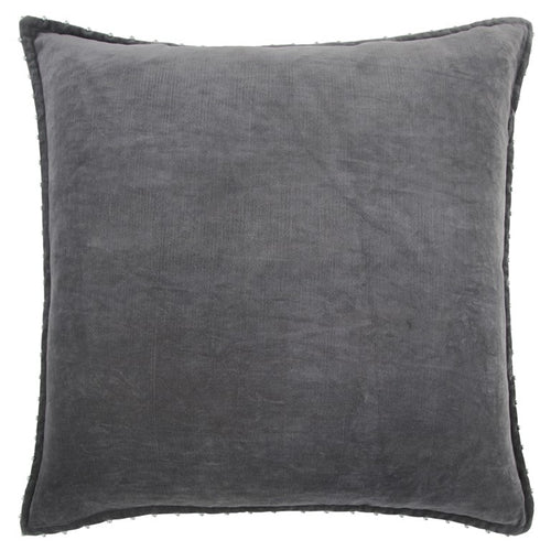 Dark Gray Solid Pearl Beaded Edge Throw Pillow