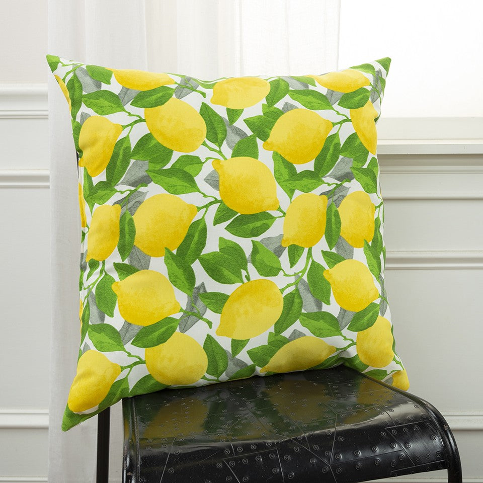 Yellow Lemon Tree Indoor Outdoor Throw Pillow