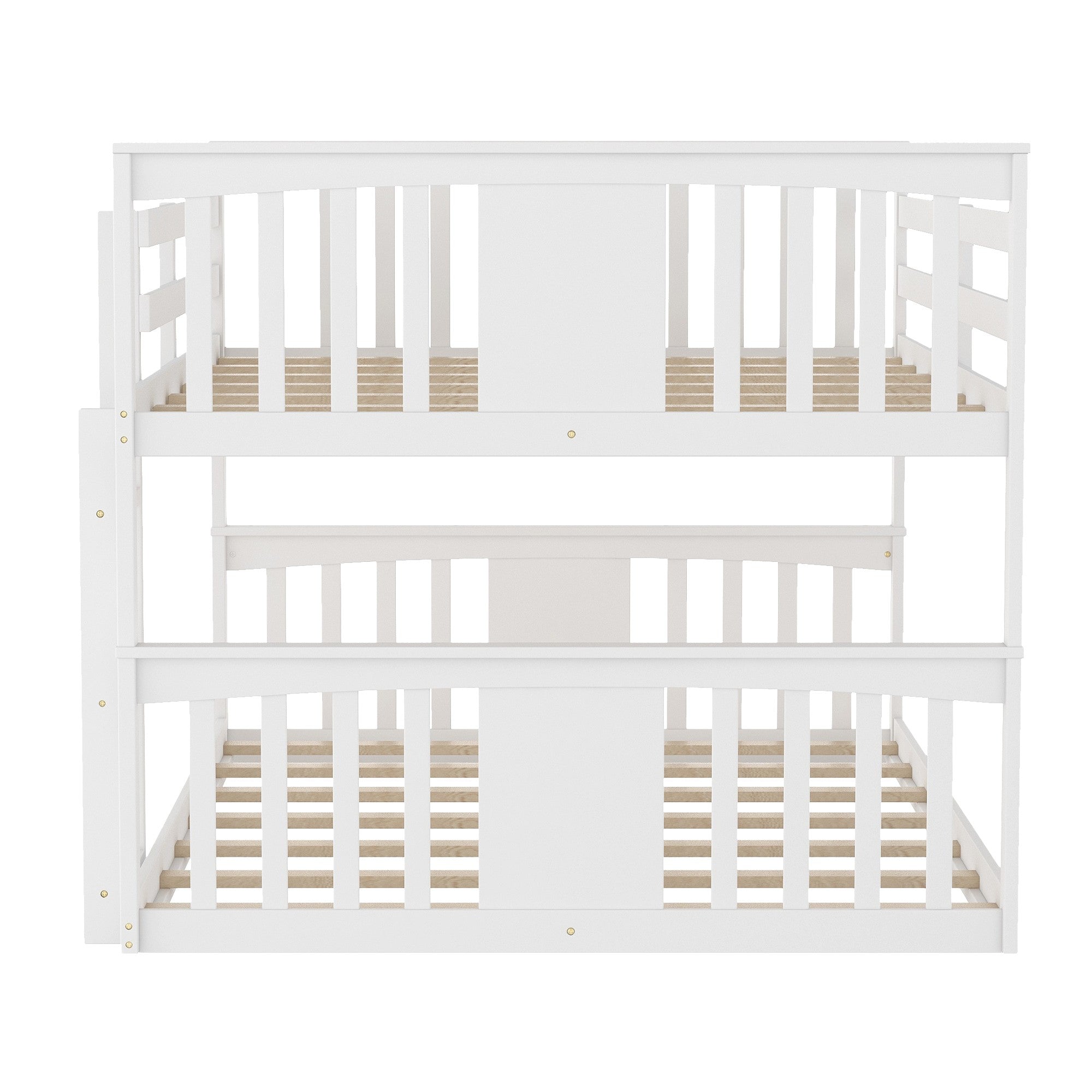 White Classic Full Over Full Bunk Bed with Ladder