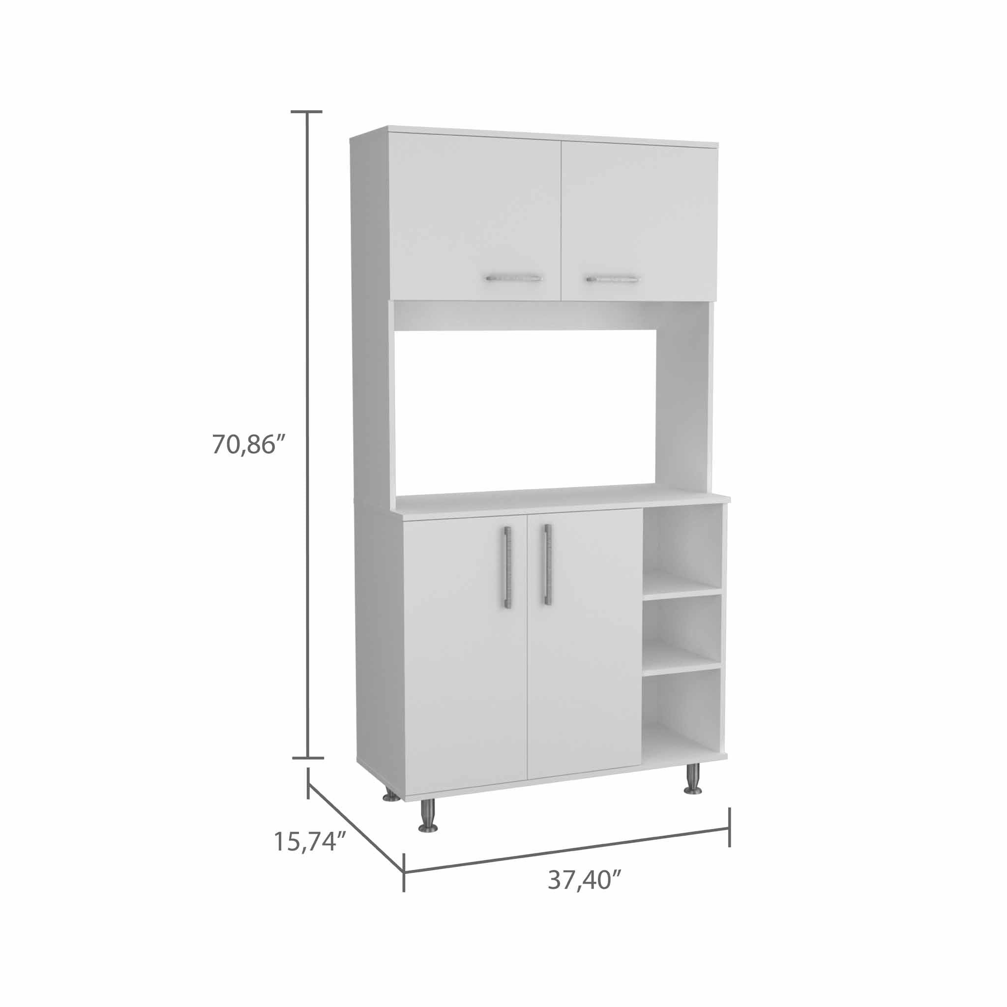 Modern White Kitchen Cabinet with Two Storage Shelves