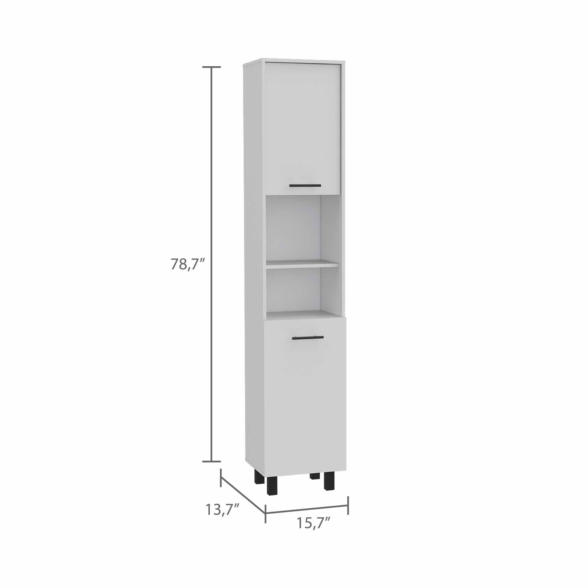 78" Modern White Sleek and Tall Pantry Cabinet