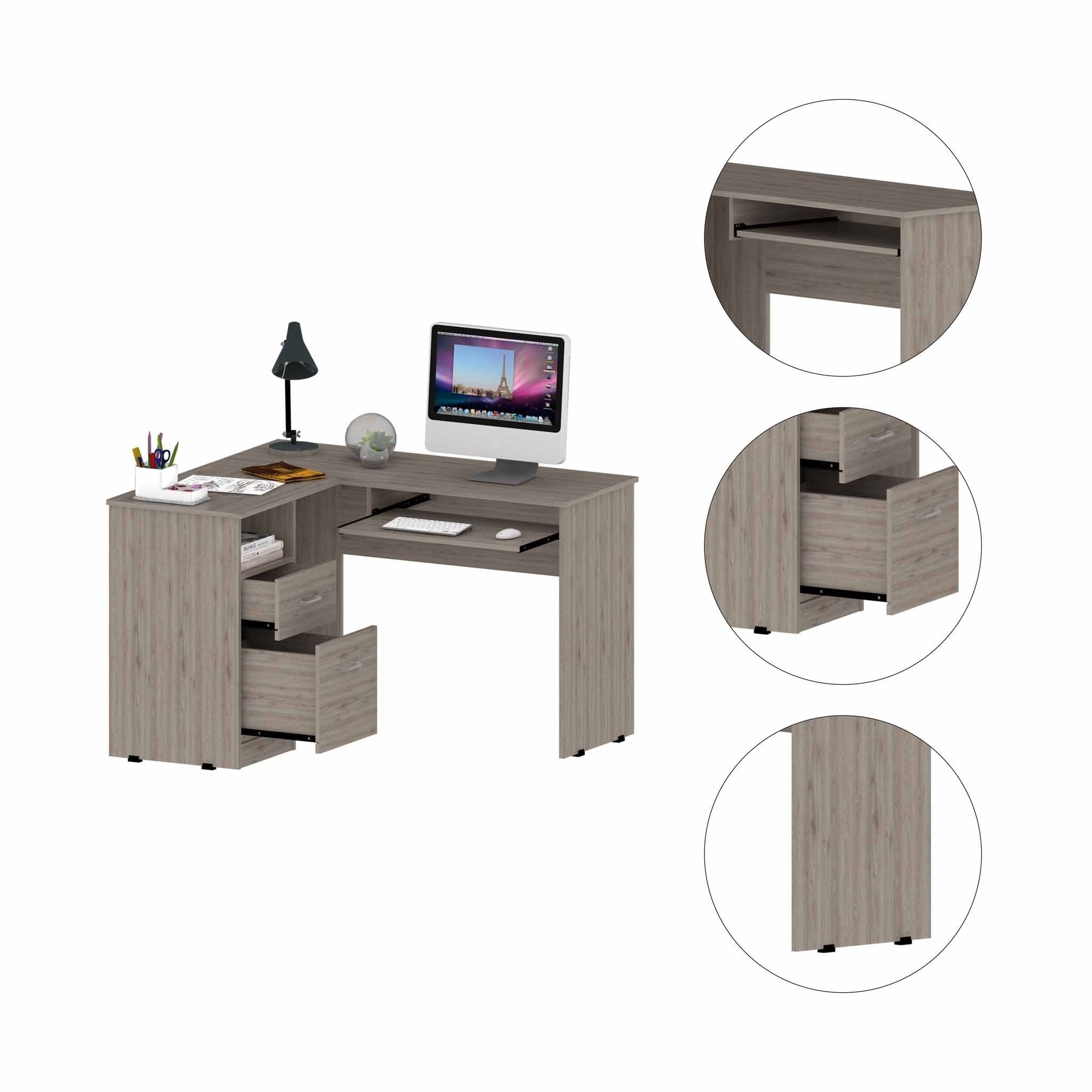 Thorpe Light Gray L Shaped Computer Desk