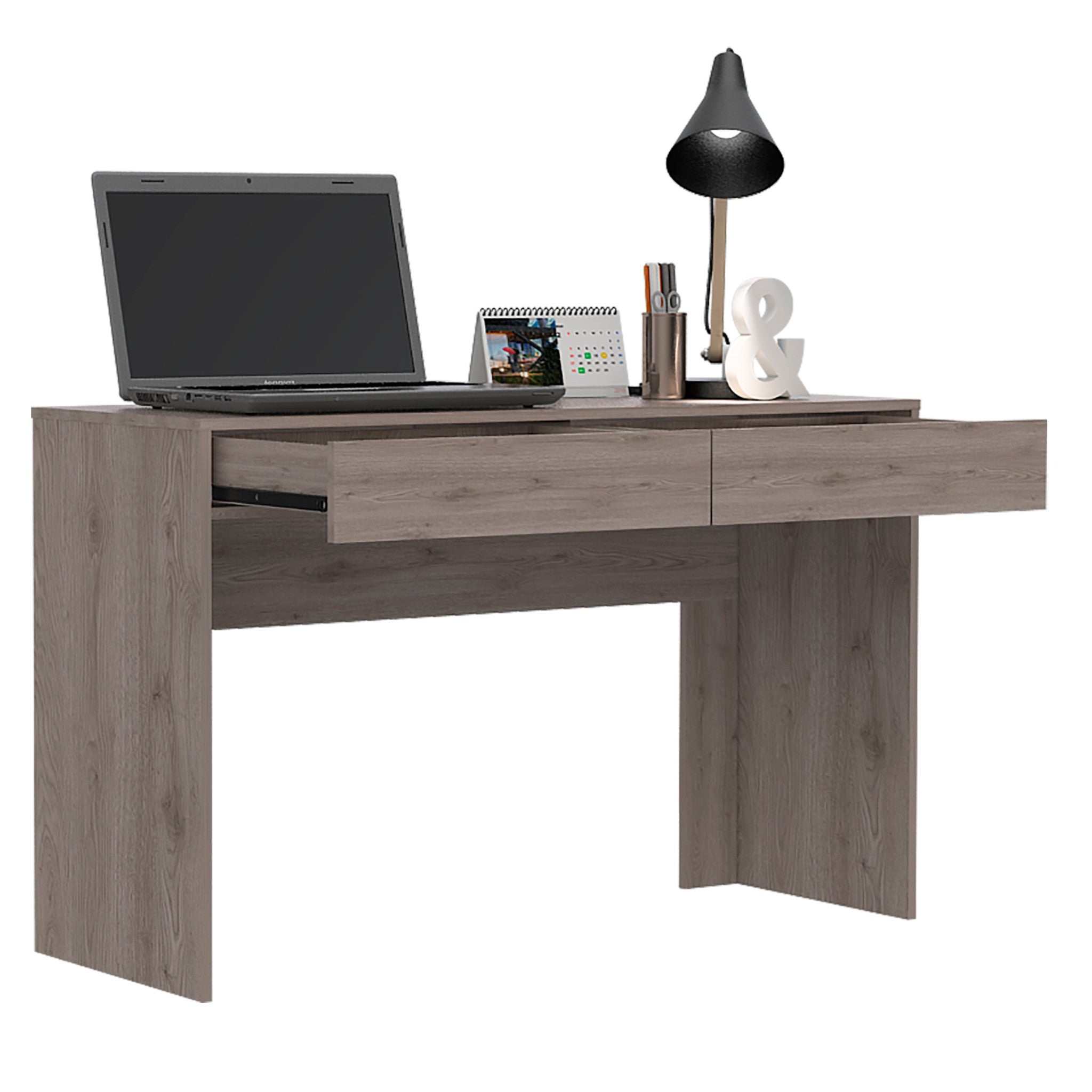 Clio Light Gray Computer Desk with Two Drawers