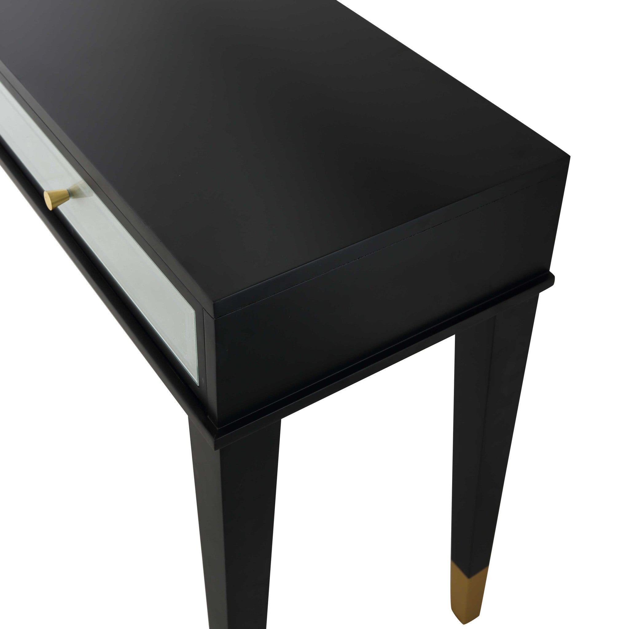 47" Black and Black and Gold Console Table With Storage