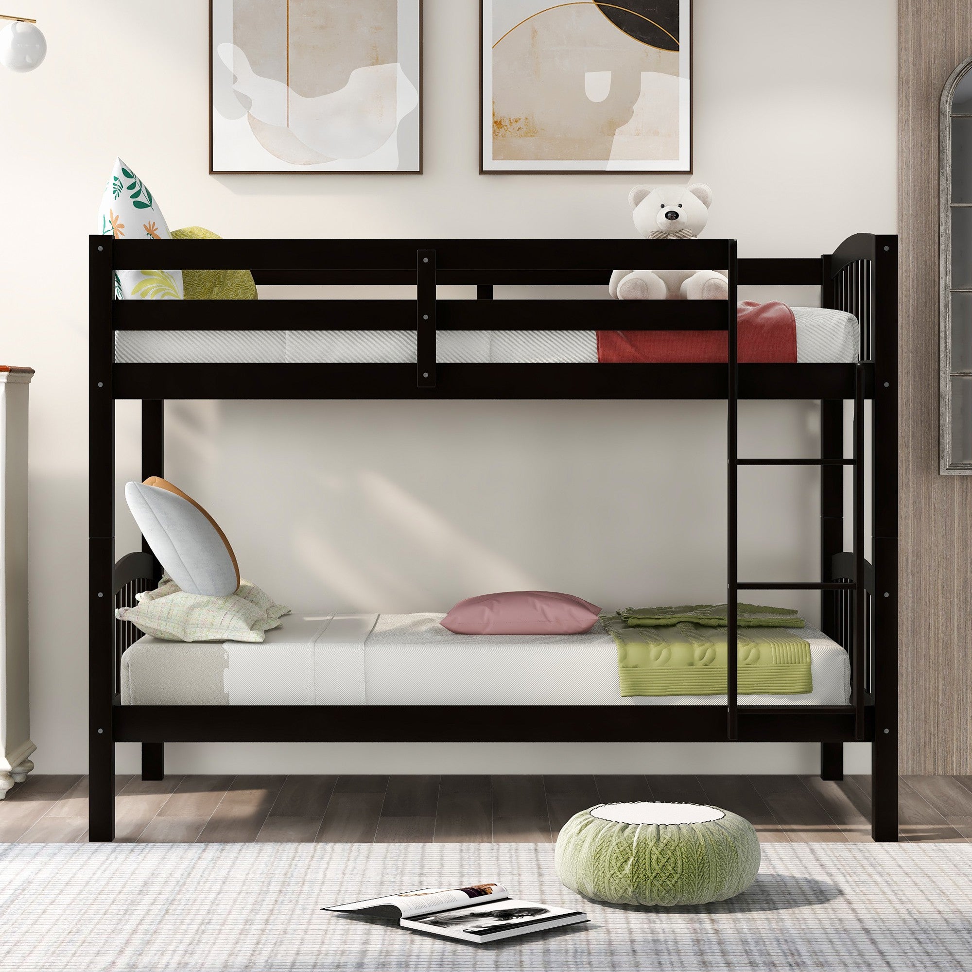 Brown Twin Over Twin Bunk Bed