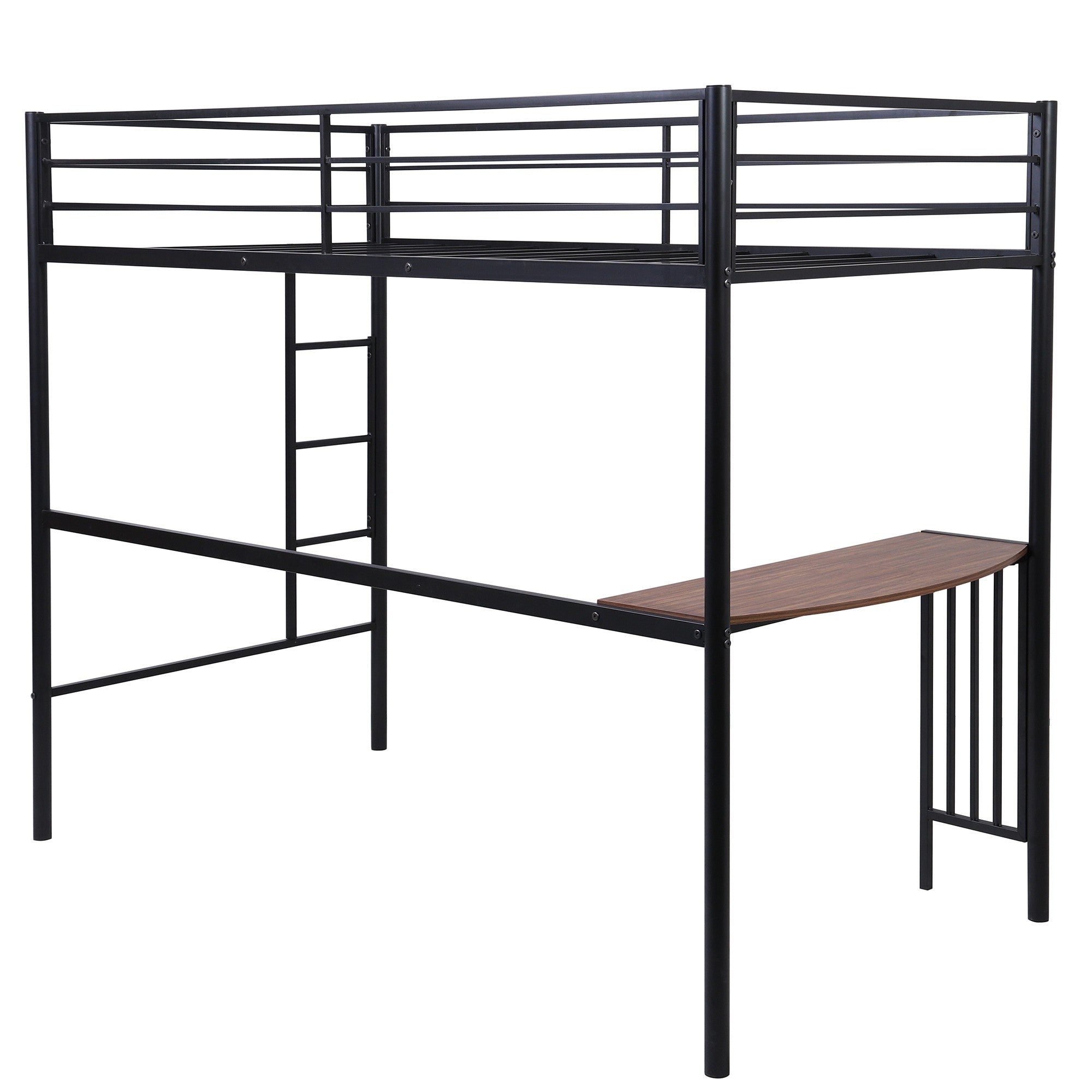 Black Twin Over Full Size Metal Bunk Bed with Desk