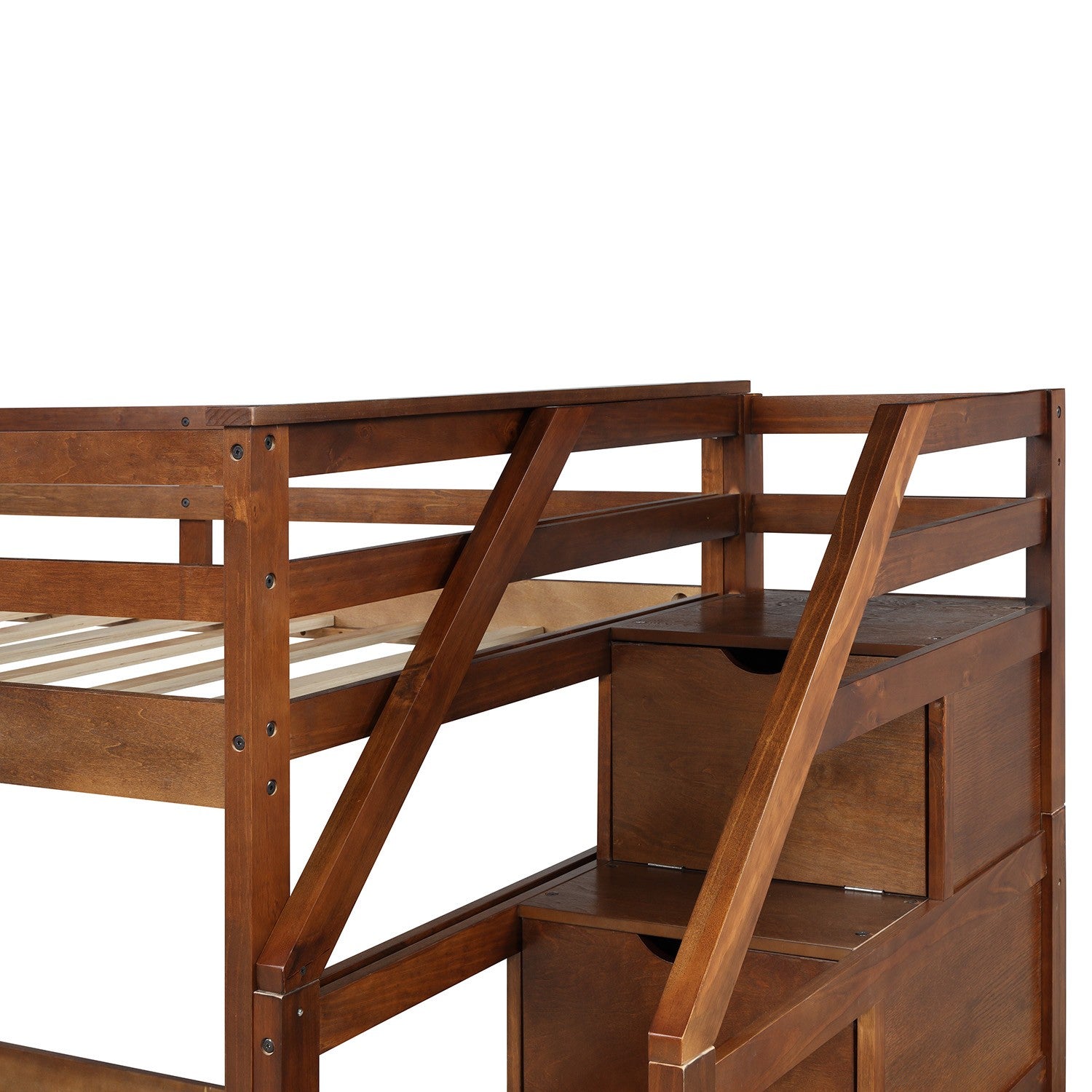 Walnut Twin Over Twin Bunk Bed with Trundle