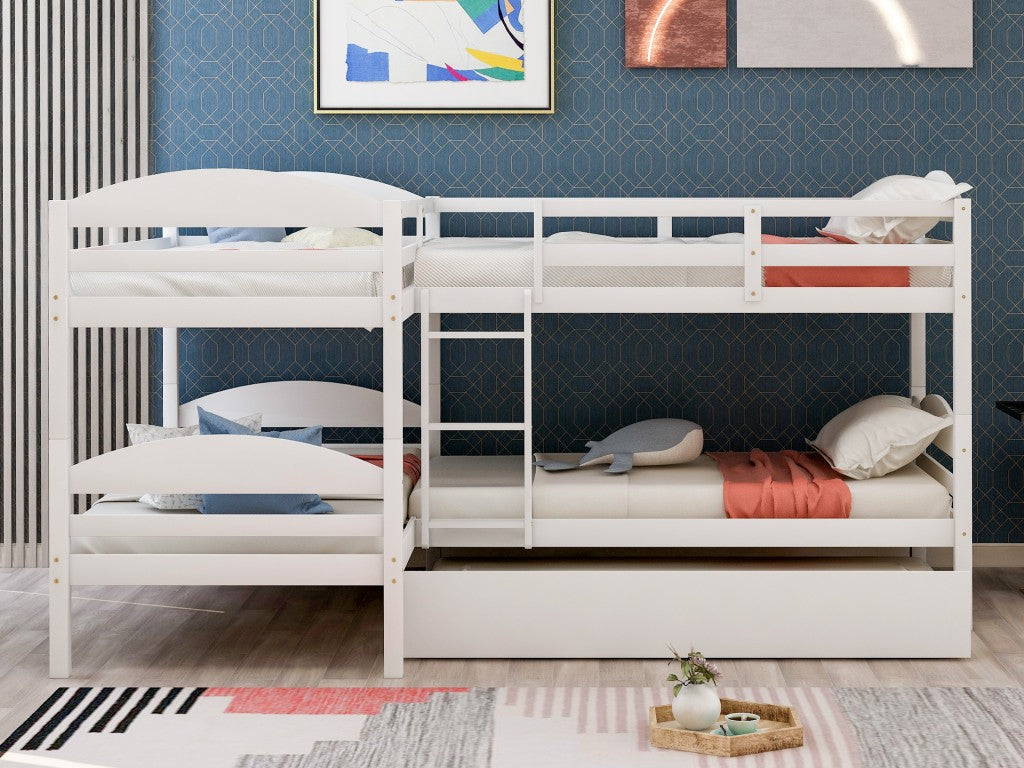 White Twin Contemporary Manufactured Wood and Solid Wood Bunk Bed