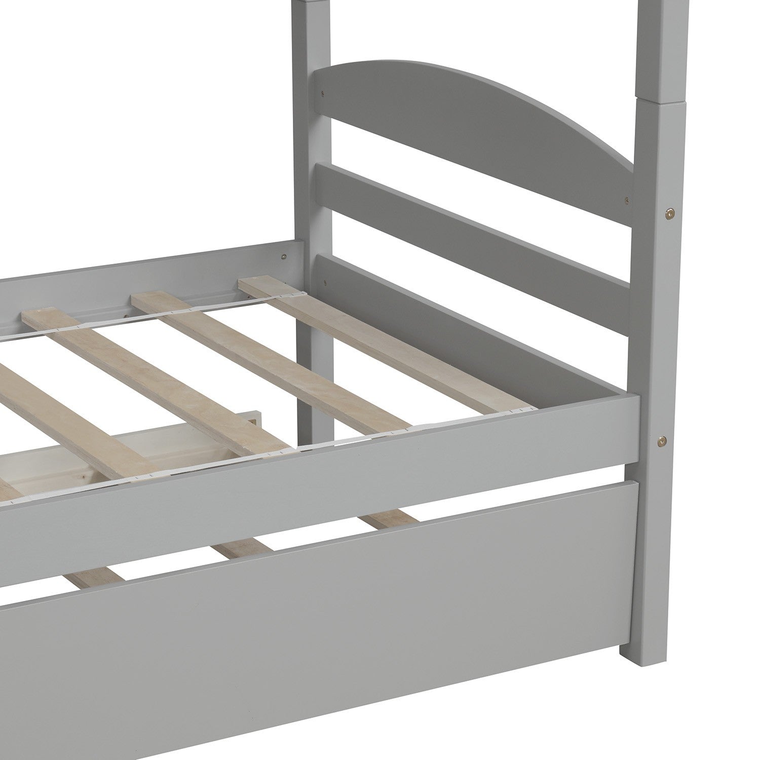 Gray Twin Contemporary Manufactured Wood and Solid Wood Bunk Bed