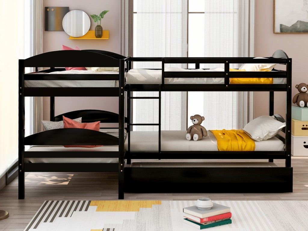 Espresso Twin Contemporary Manufactured Wood and Solid Wood Bunk Bed