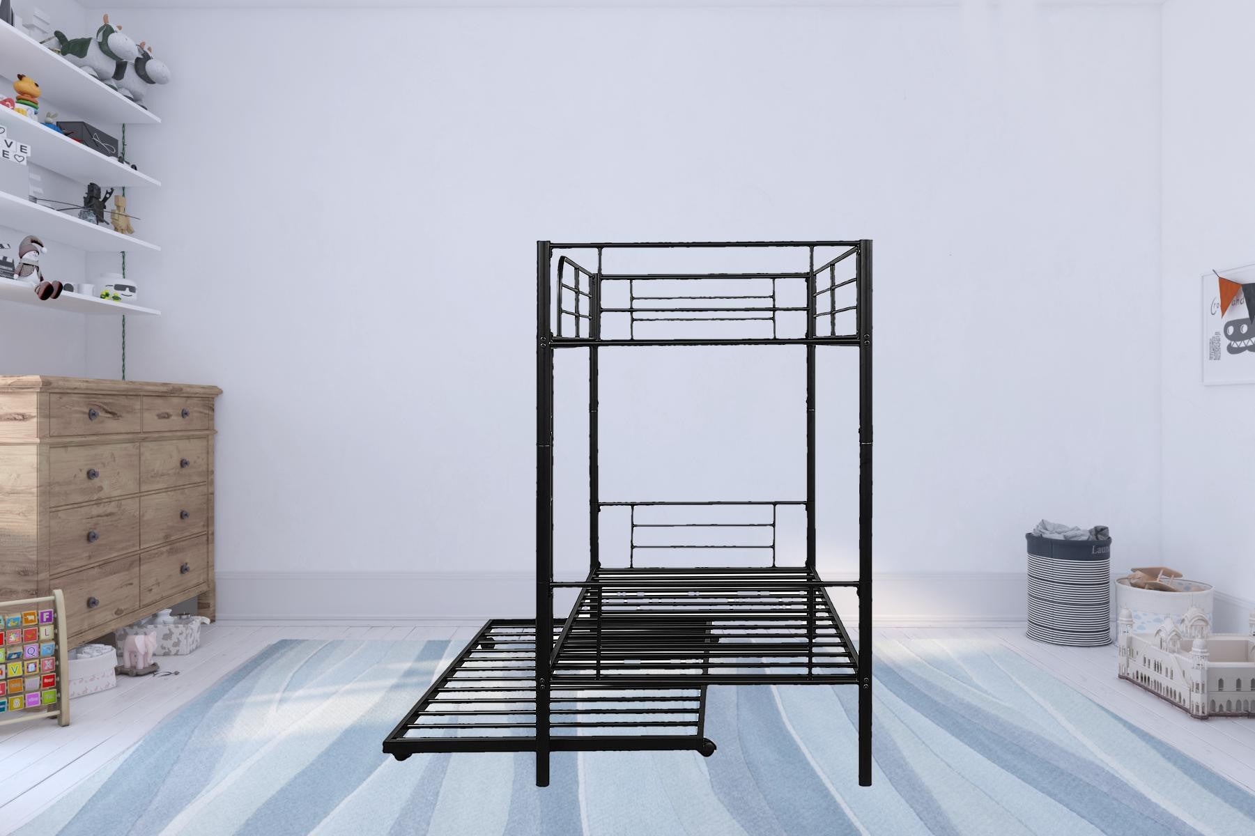 Black Twin over Twin Traditional Steel Bunk Bed