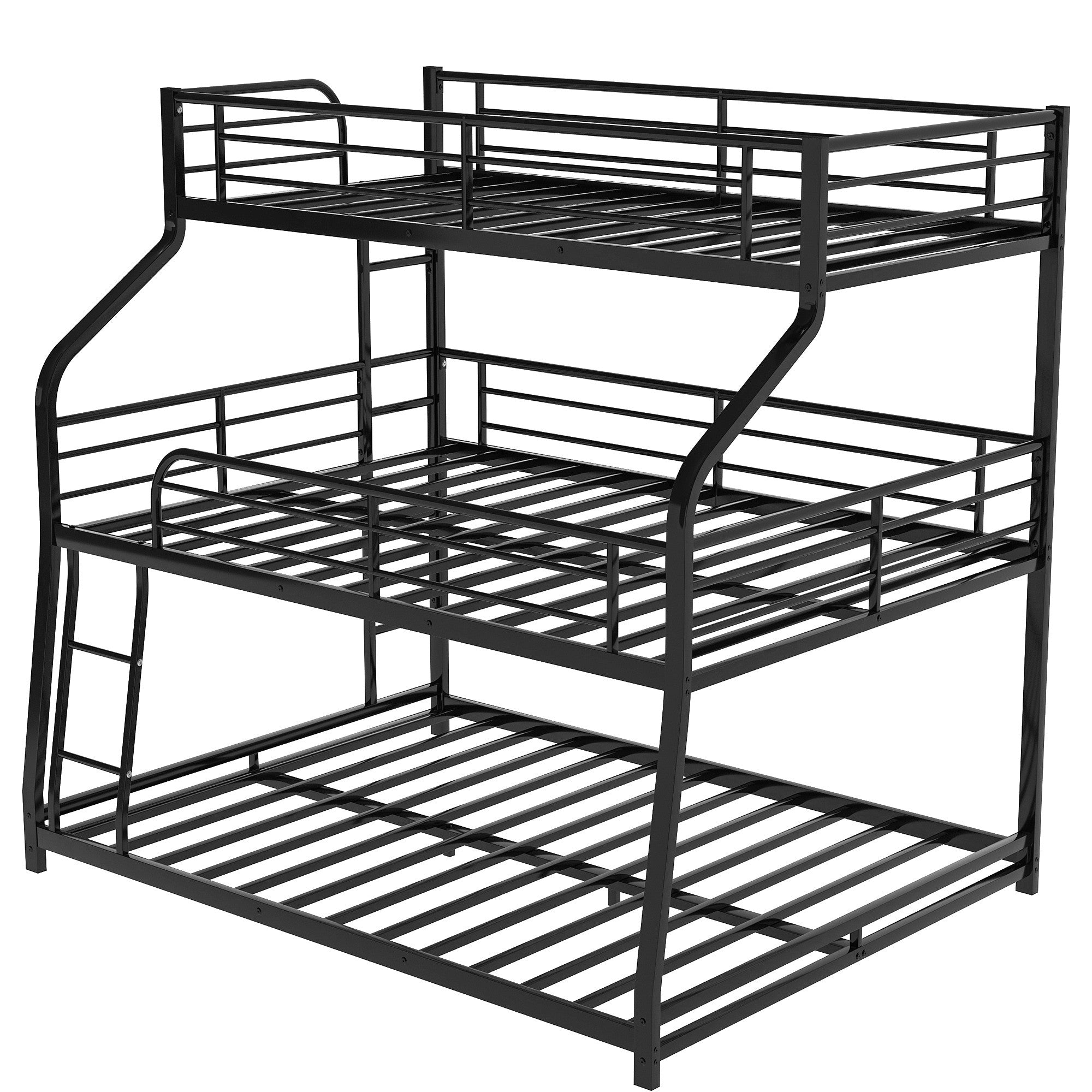 Black Twin XL over Full XL over Queen Size Bunk Bed