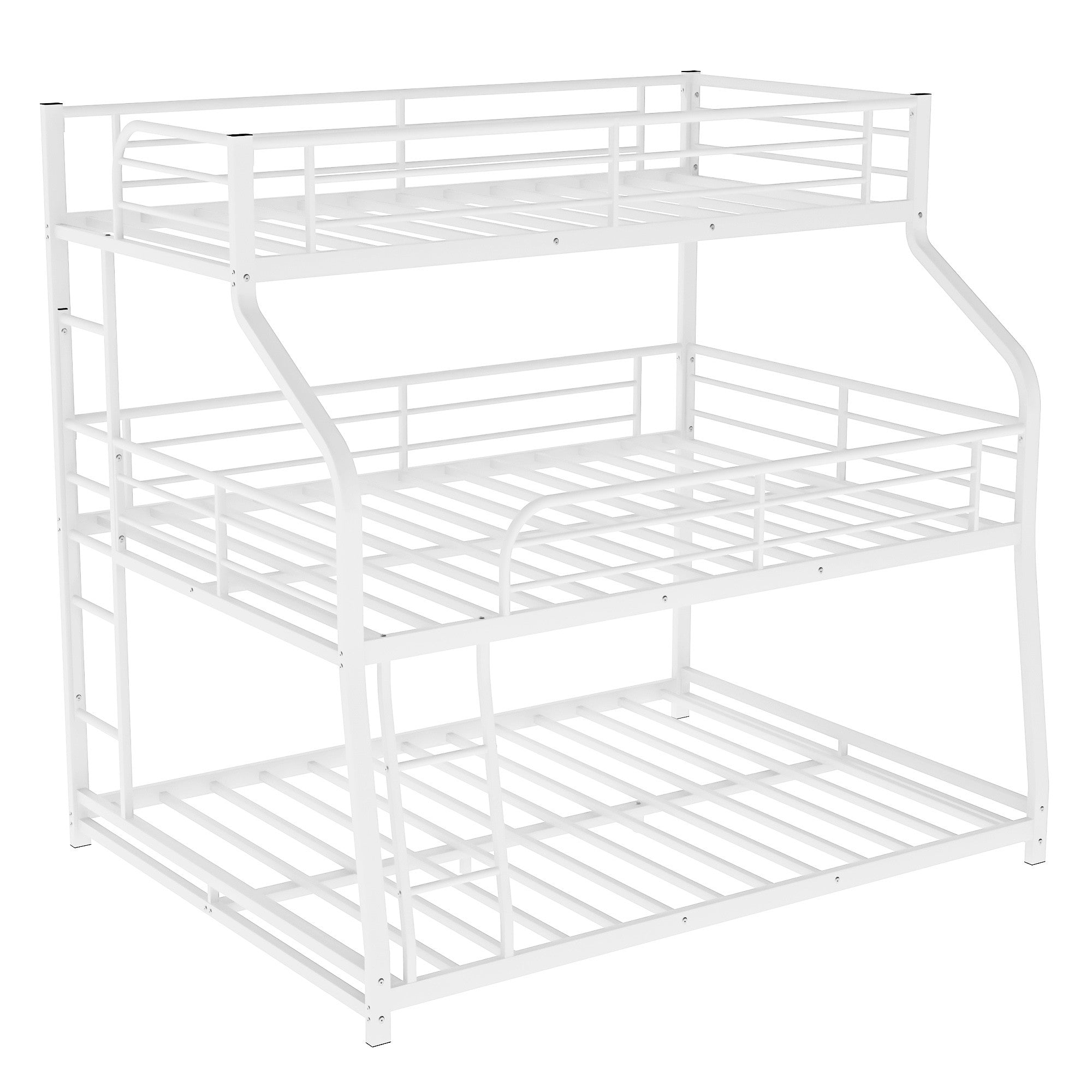 White Twin XL over Full XL over Queen Size Bunk Bed