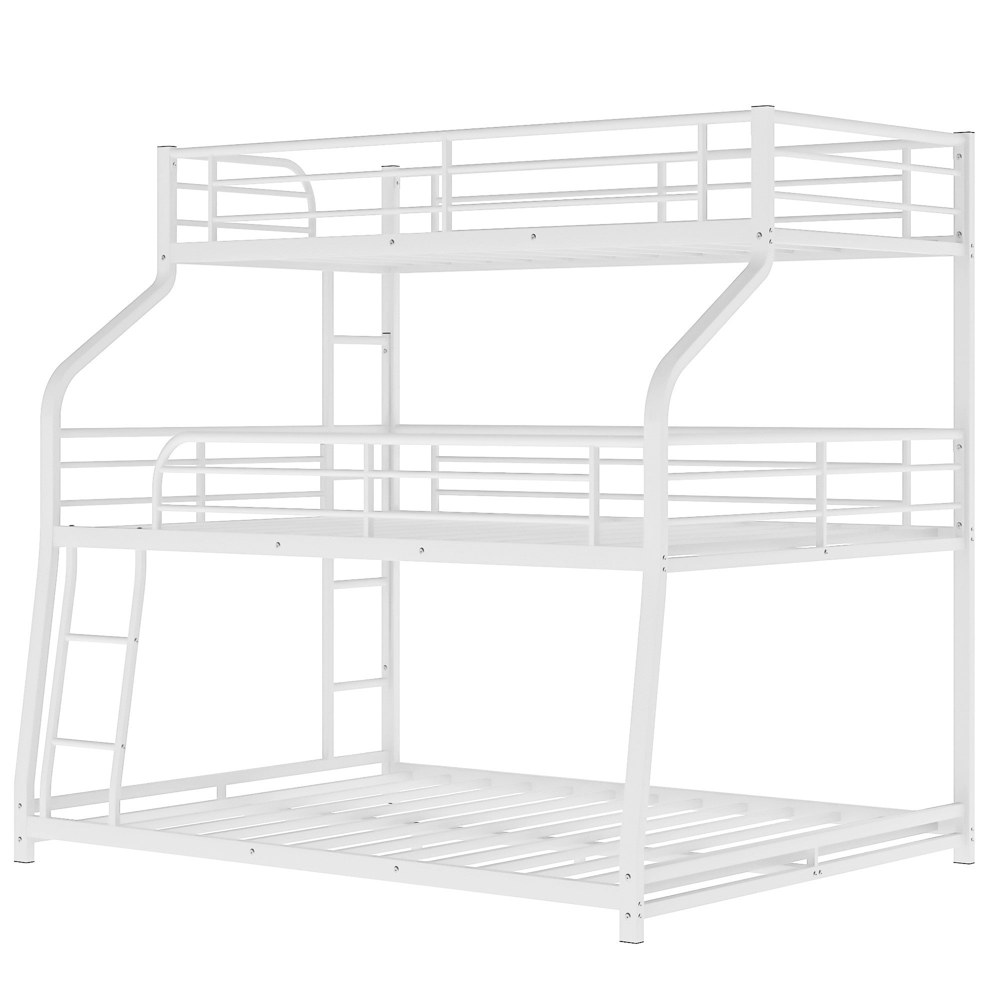 White Twin XL over Full XL over Queen Size Bunk Bed