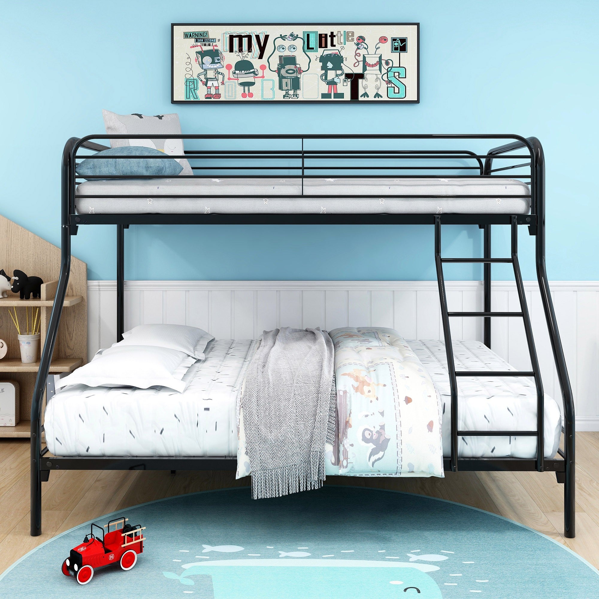 Black Heavy Duty Twin Over Full Metal Bunk Bed