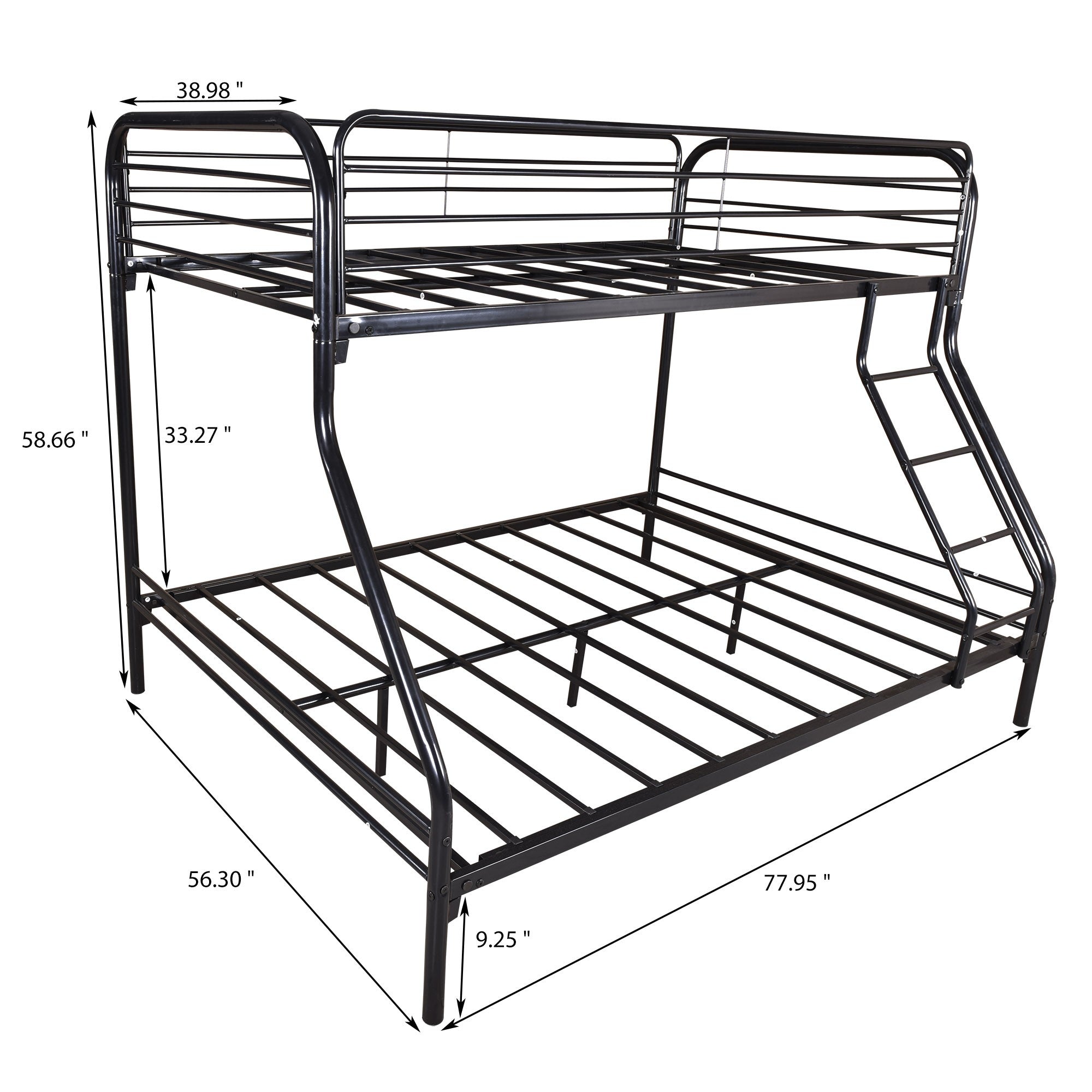 Black Heavy Duty Twin Over Full Metal Bunk Bed