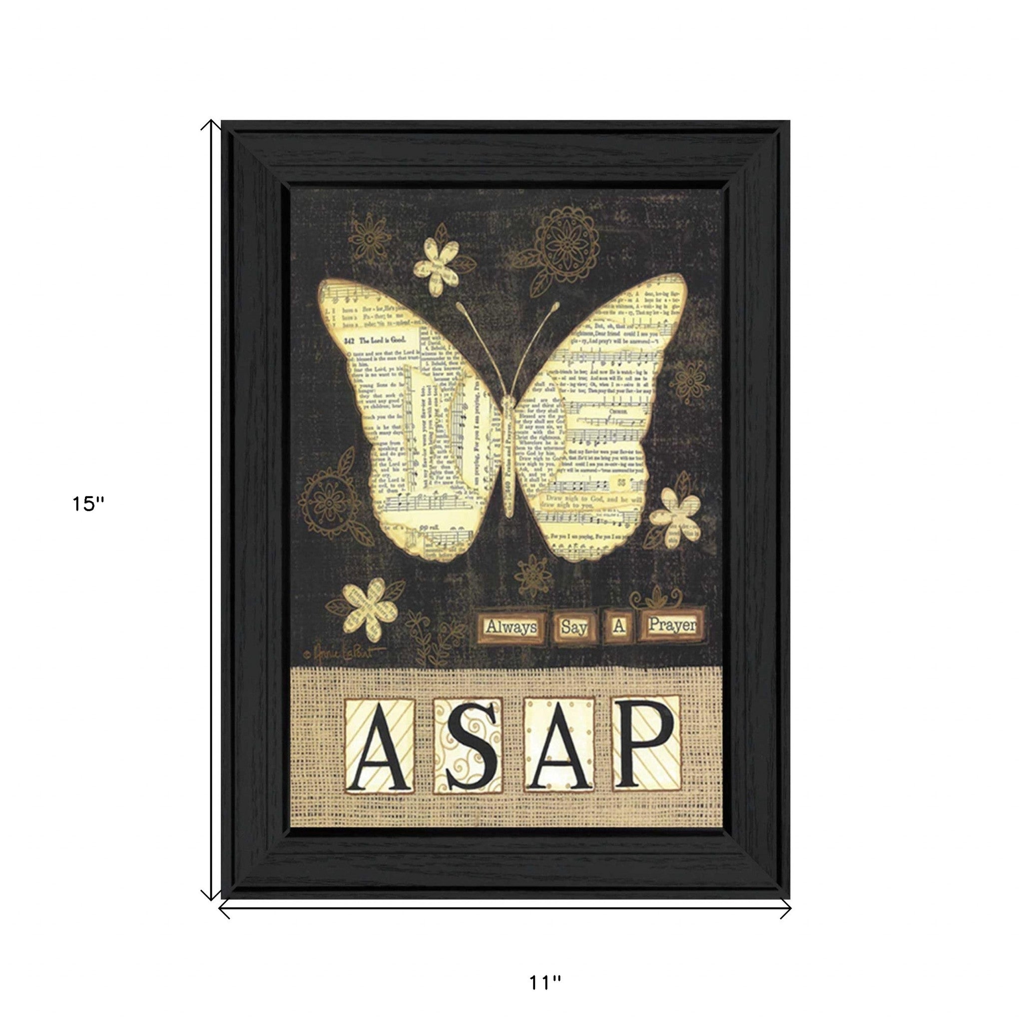 Always Say A Prayer Butterfly Black Print Wall Art