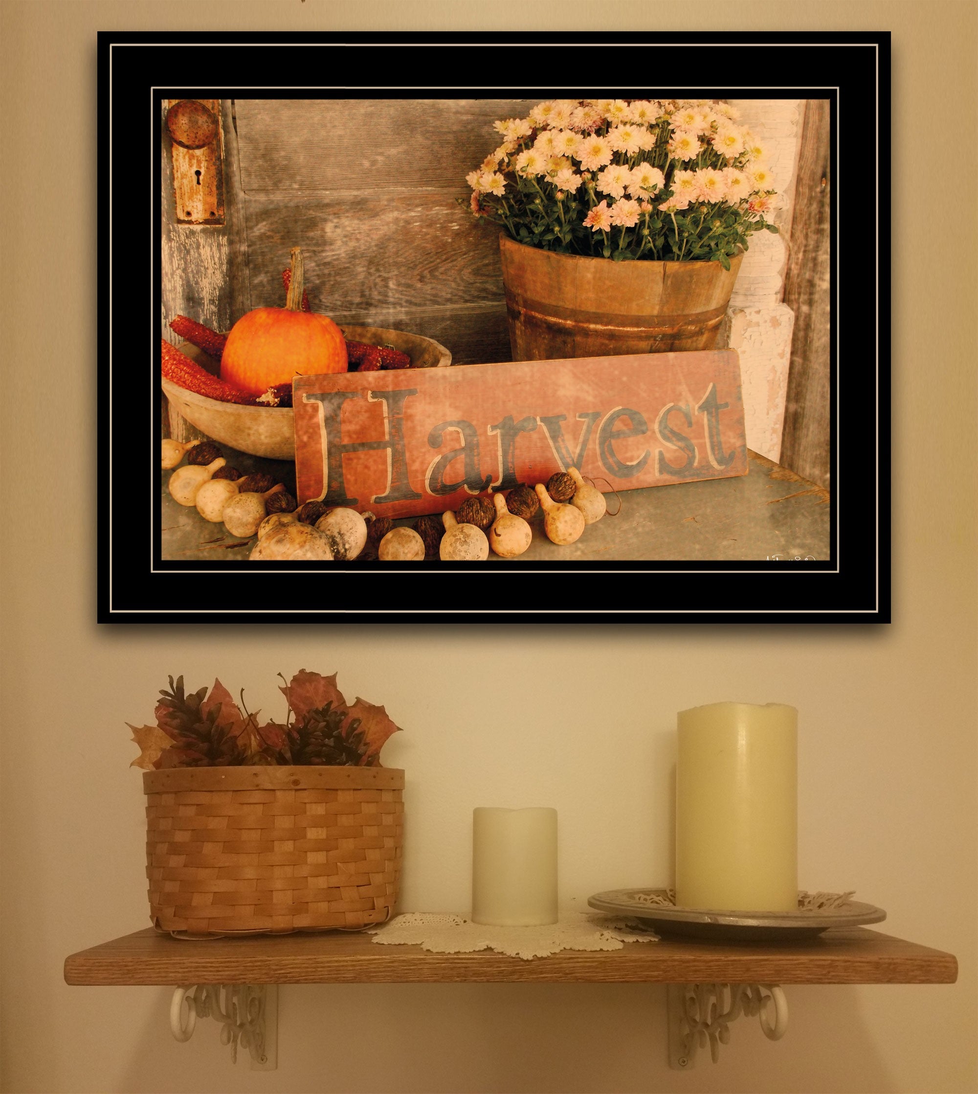 Autumn's Pumpkin Harvest Black Framed Print Wall Art