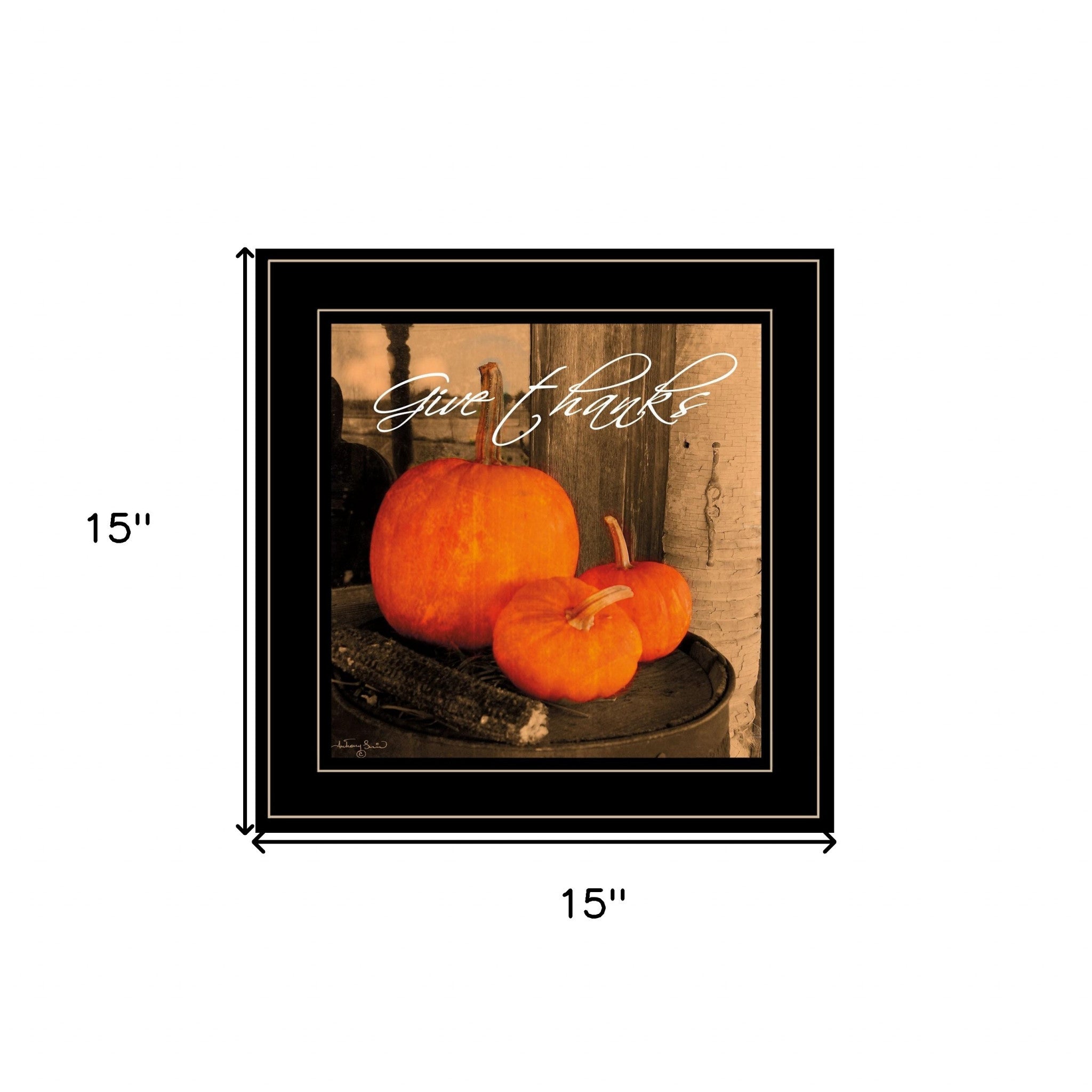 Give Thanks Pumpkins Black Framed Print Wall Art