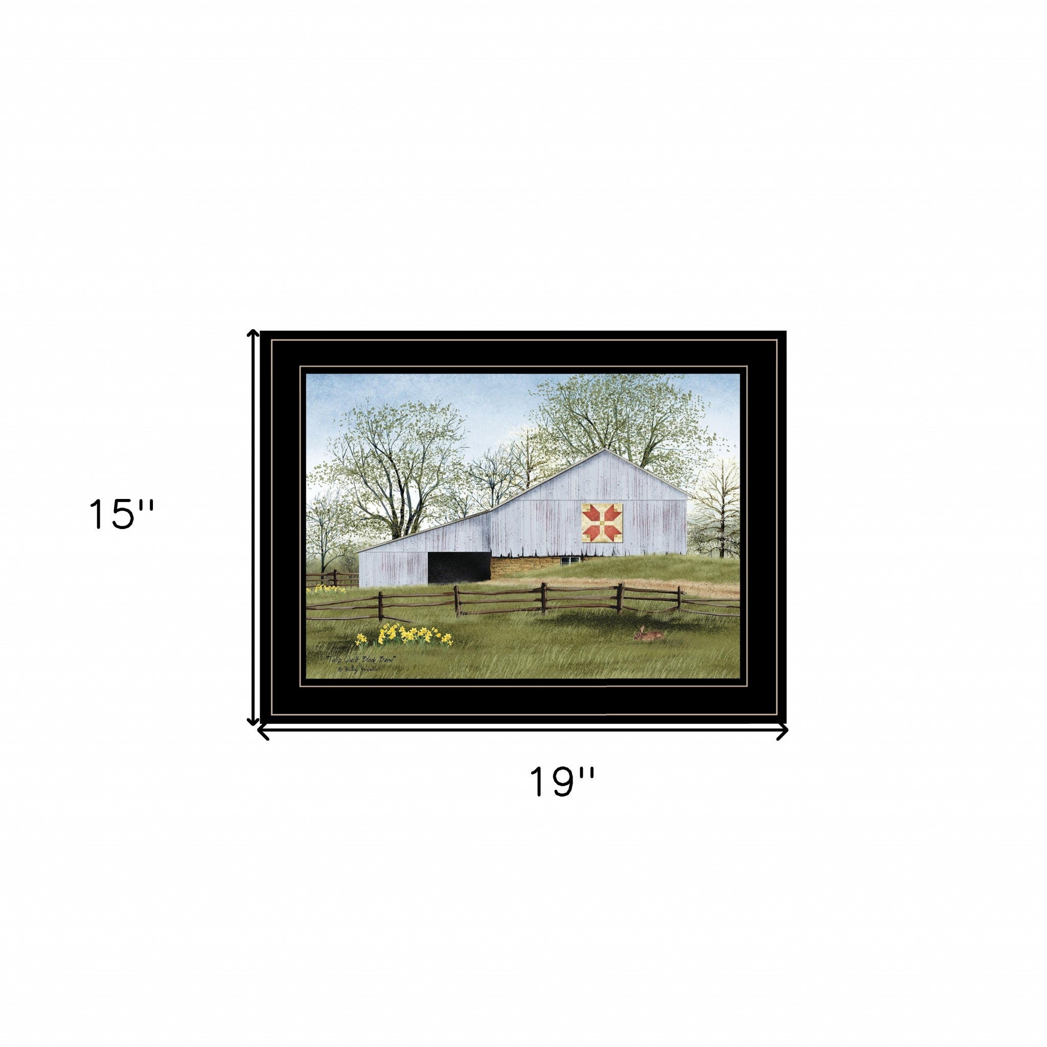 Tulip Quilt Block Barn 2 Black Framed Print Wall Art