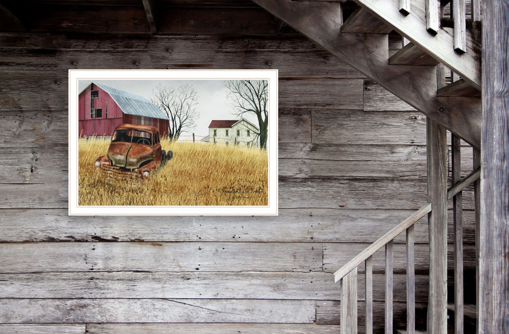 Granddads Old Truck 10 White Framed Print Wall Art