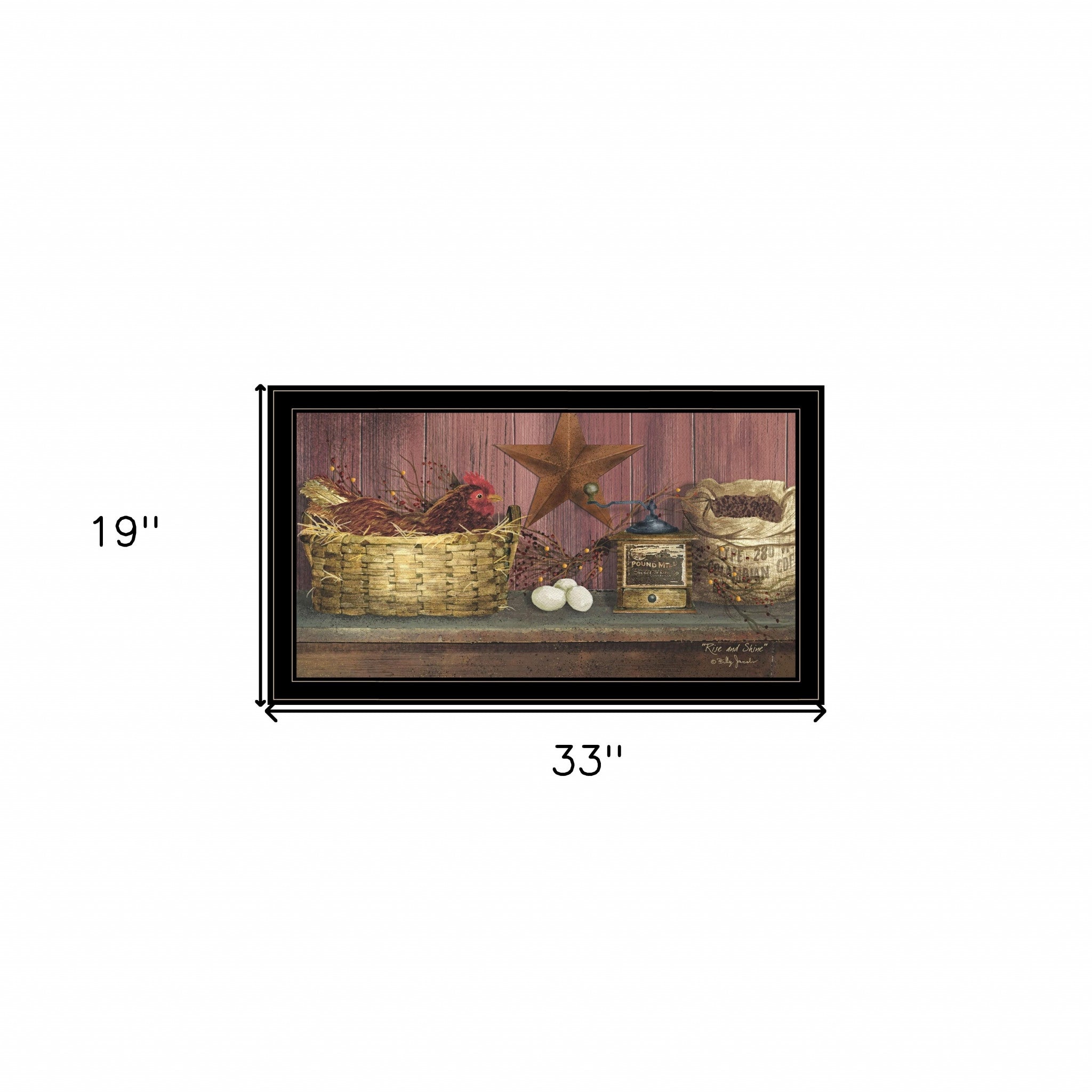 Rise and Shine Chicken and Eggs Black Framed Print Wall Art