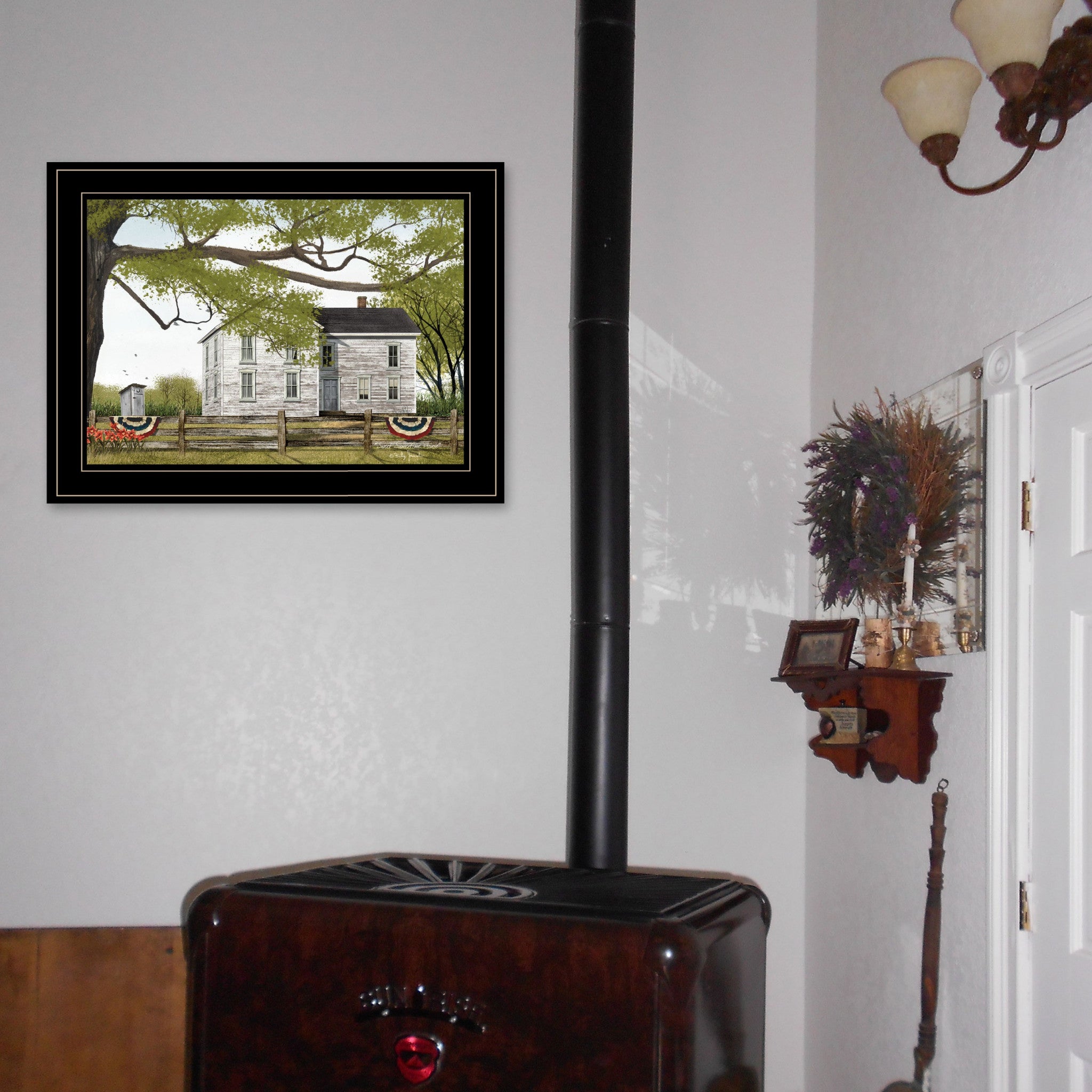 Vintage White Farmhouse Black Framed Print Wall Art