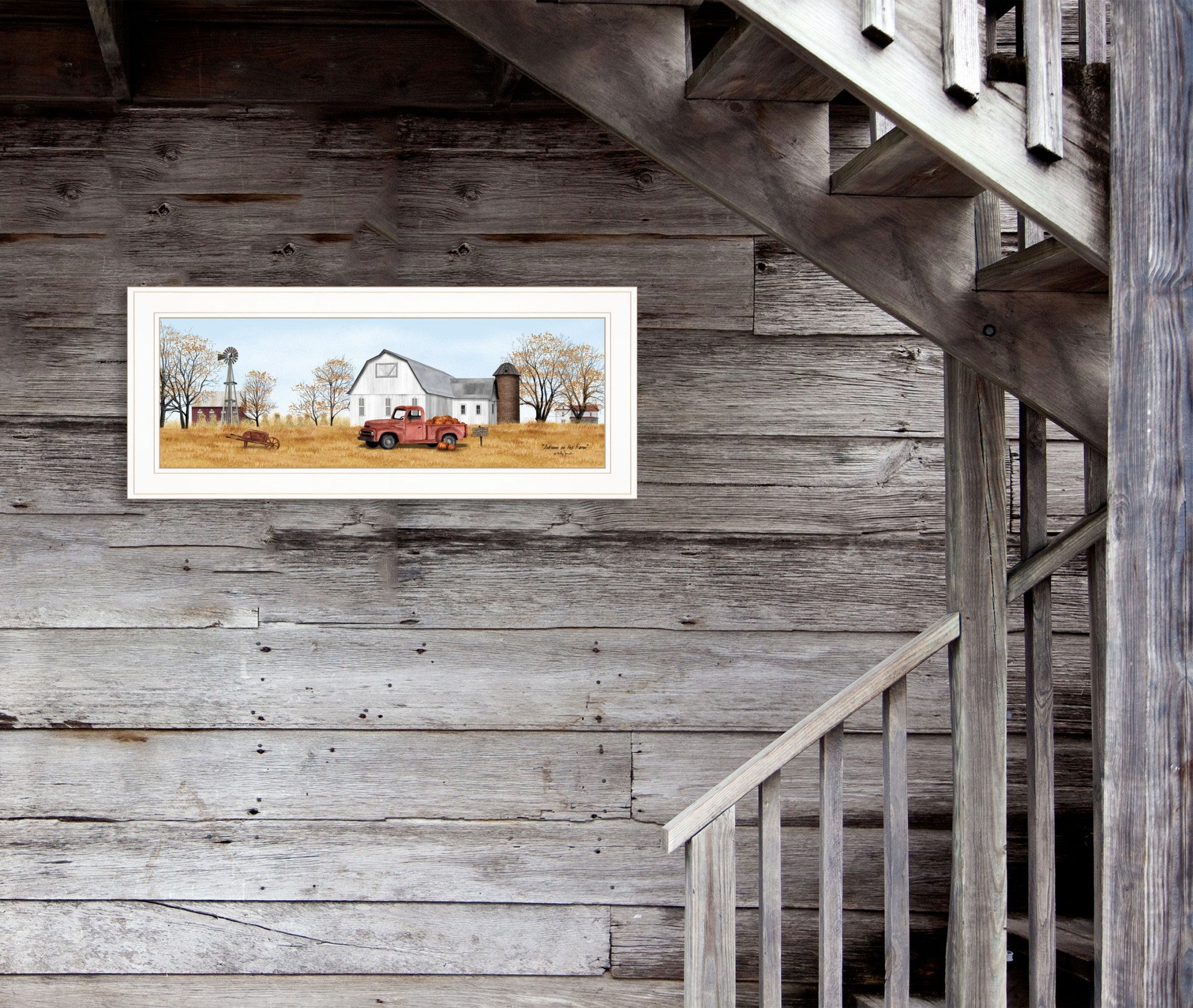 Autumn On Farm 1 White Framed Print Wall Art