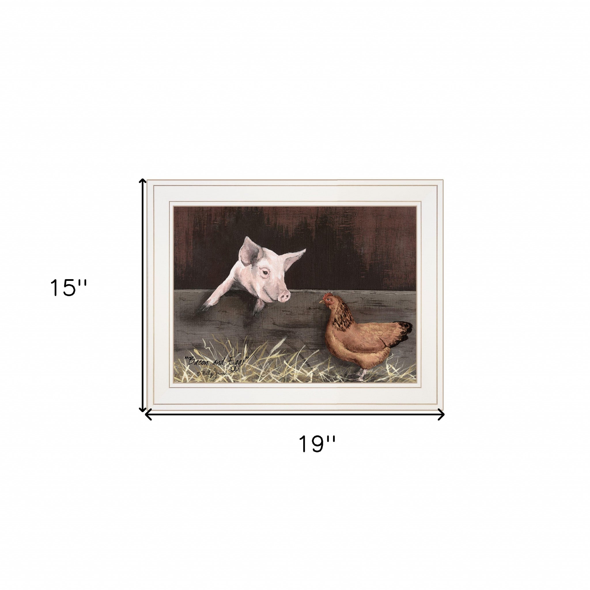 Pig and Chicken on the Farm White Framed Print Wall Art