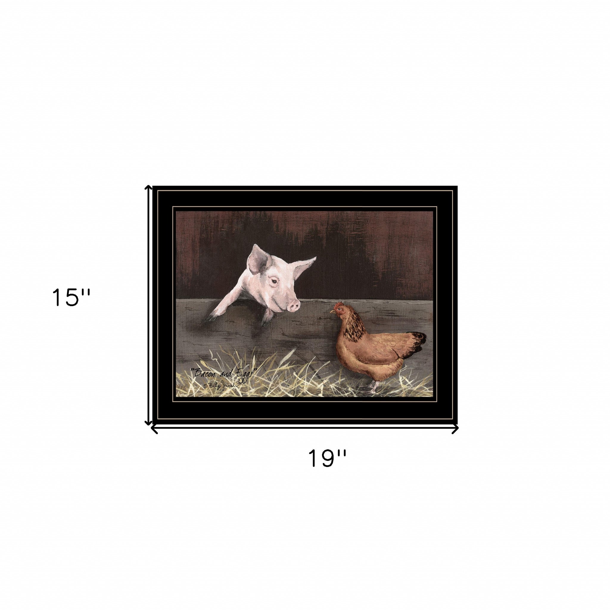 Pig and Chicken on the Farm Black Framed Print Wall Art